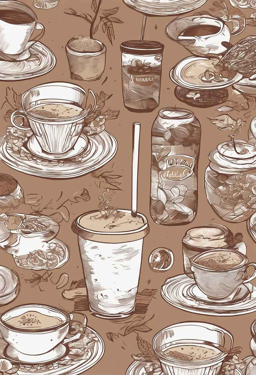 Cartaz vertical A3。fundo marrom claro,There are subtle pearl dots。Refogado no canto superior esquerdo,O sabor fervente da salmoura sai do vapor de bambu,O vapor sobe。A tall cup of milk tea in the lower right corner,cores em camadas,There's a straw next to it。From marinade to milk tea, puxar uma curva de luz estelar。Folhas de bambu de quatro cantos。Milk tea pattern:
Localizado no canto inferior direito,It's a cup of clear high milk tea,The milk tea in the cup is layered in color,The top layer is a rich milk cap,The bottom layer is dark brown tea。
There is a slanted straw next to the cup of milk tea,Bolhas cuidadosamente moldadas flutuando de cima,Symbolizes the sweetness of milk tea。Halogen pattern:
Localizado no canto superior esquerdo,Sautéed eggs included、Braised meat and dried beans。
Esses cheiros de salmoura saem de um vapor de bambu,O vapor sobe suavemente,It gives a warm feeling、The feeling of freshly baked。Nos quatro cantos do cartaz,Adicione quatro folhas pequenas de bambu,Add a touch of tradition。
In the blank space between the marinade and the milk tea,Place some fluttering leaves or petals randomly,Adicione um toque de natureza a todo o cartaz。