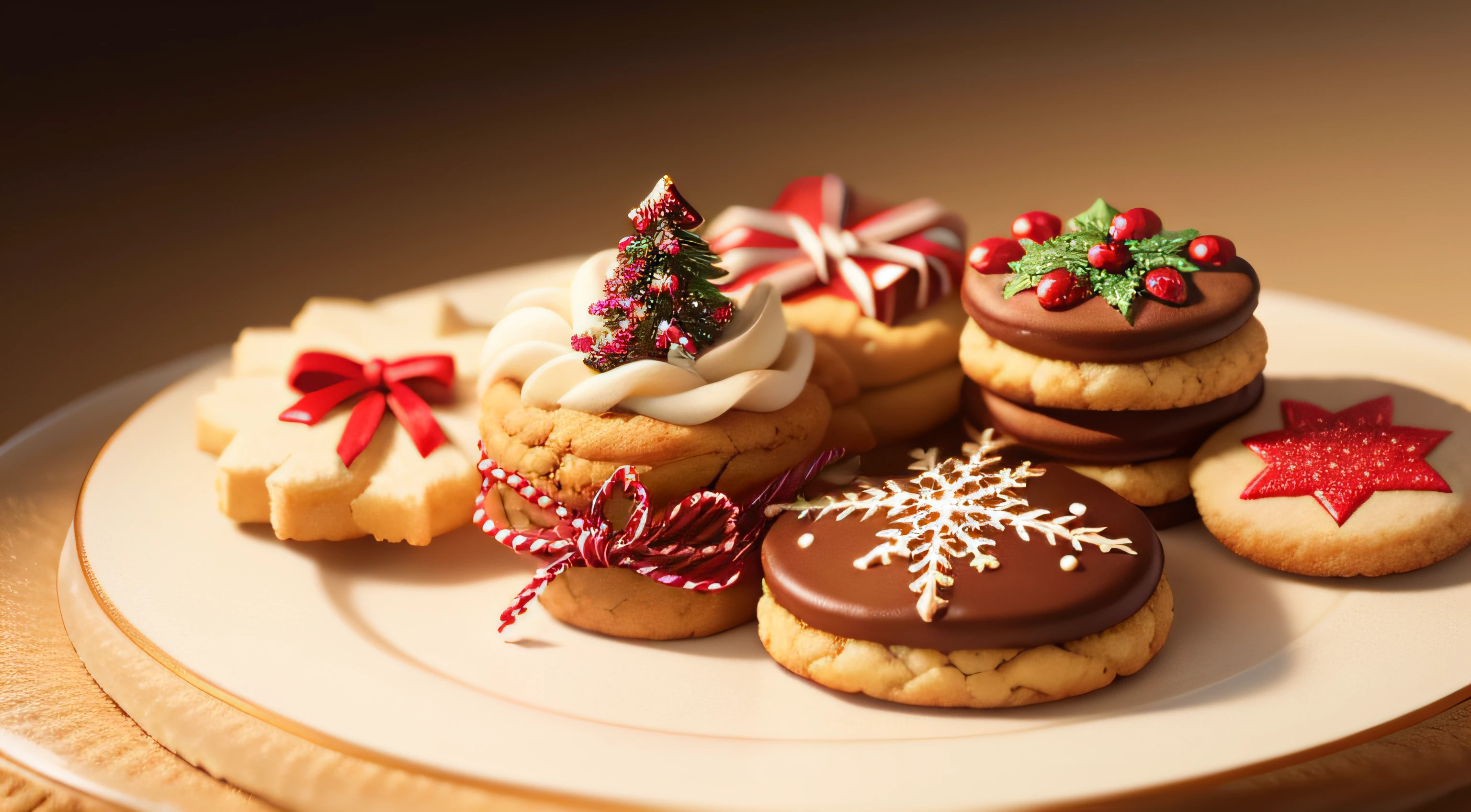Christmas Cookies、catalogue、Christmas decorations on background、The work of the pastry chef、photos realistic