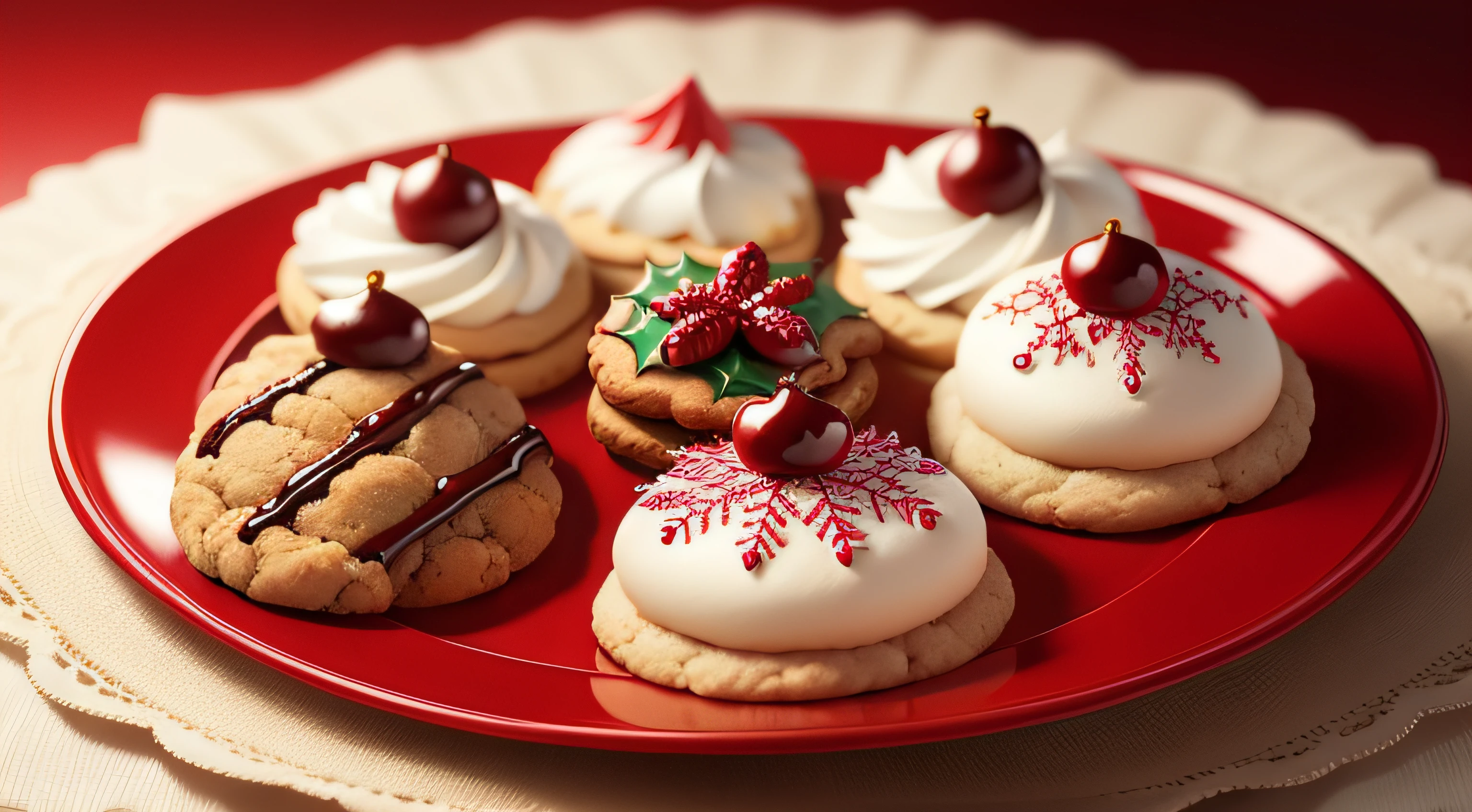 Christmas Cookies、catalogue、Christmas decorations on background、Pastry chef work、photos realistic