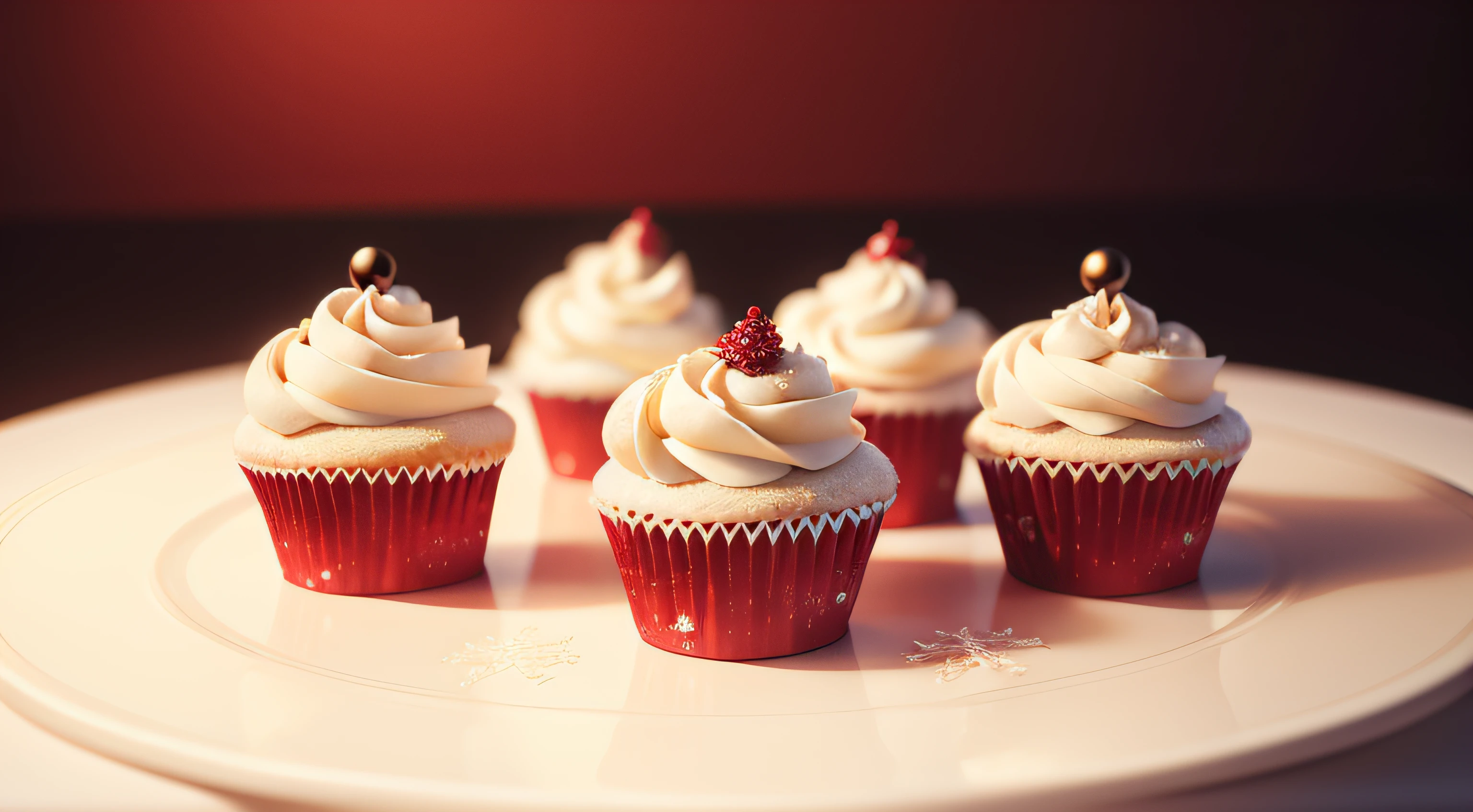 Christmas Cupcakes、catalogue、Christmas decorations on background、The work of the pastry chef、photos realistic