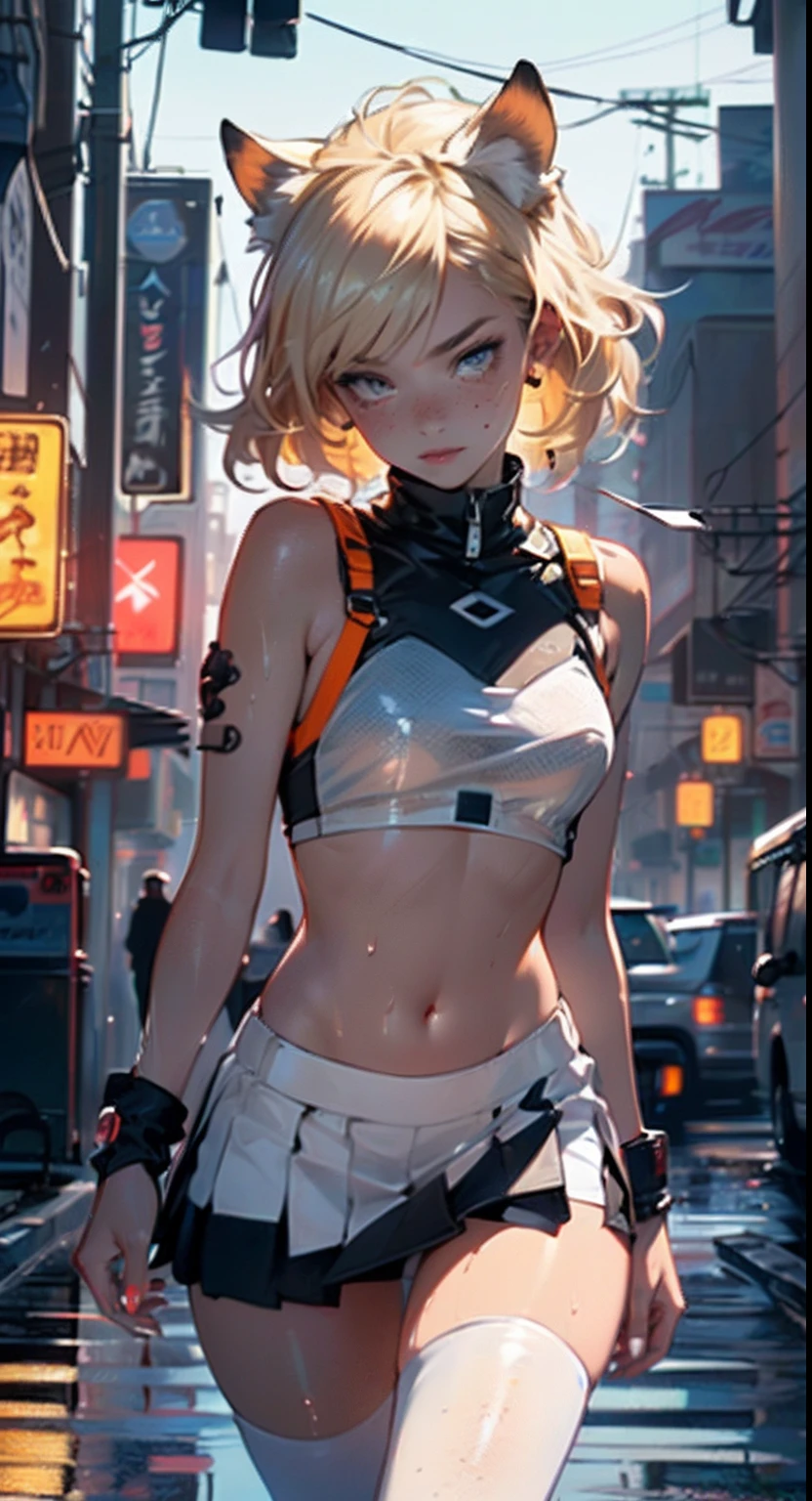 cute little cat loli,(((little loli,small tiny body,petite))),(((6 years old))),((little cat loli with extremely cute and beautiful blonde hair)),(((cat girl,anthro furry cute,cat-girl))),(((cat ears,cat ears on head,big cat ears))),

(((flat chest))),(((blonde hair:1.35,messy blonde hair,colored inner hair,ear breathing,))),((heterochromia:1.5,eye1 yellow,eye2 orange,perfect eyes,upturned eyes:1.3,beautiful detailed eyes,finely detailed beautiful eyes:1,big highlight on eyes:1.2,slanted eyes)),(((freckles on the face,freckles,freckled girl))),(((lustrous skin:1.5,bright skin: 1.5,skin tanned,shiny skin,very shiny skin,shiny body,plastic glitter skin,exaggerated shiny skin,illuminated skin,wet legs))),(delicate detailed fingers,detailed body,detailed arms,human hands,(detailed face)),

cute,slutty,,erotic,(((nsfw))),

zettai ryouiki,revealing clothing,show skin,((rave shirt,neon shirt,rave mini-skirt,visible thong straps)),(wearing a rave outfit:1.3,rave clothes,semi-naked,with little clothing),((wet clothes,detailed outfit,detailed clothes)),

(dynamic pose:1.0),solo focus,embarrassed,(centered,scale to fit dimensions,Rule of thirds),

cyberpunk city by the ocean at night, with bright neon signs and dark stormy clouds and puddles,

High resolution, sharp focus, (ultra detailed, extremely detailed), (photorealistic artwork:1.37), 8k wallpaper,((synthwave background theme)),((vibrant colors)),(intricate),masterpiece,(best quality),
