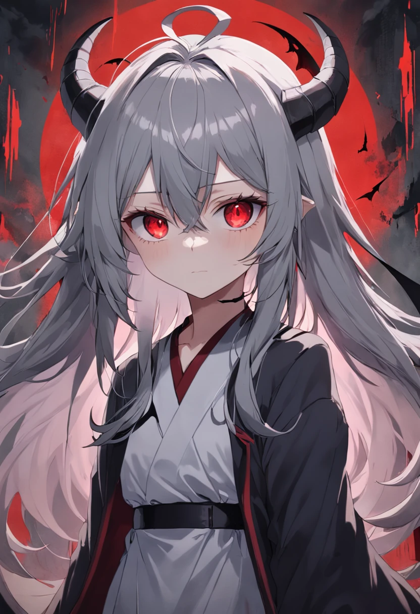 1woman, black aura, elven, black hair, owl hairstyle, bangs hair, blood eyes, darkest, elegant, hoodie, traditional thai costume,