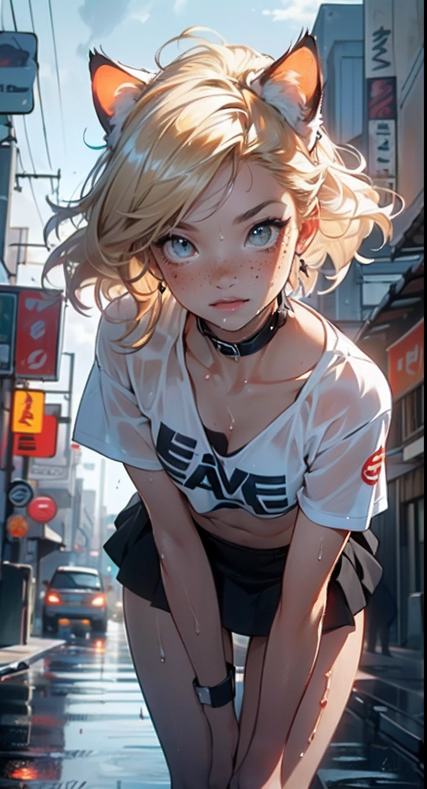 cute little cat loli,(((little loli,small tiny body,petite))),(((6 years old))),((little cat loli with extremely cute and beautiful blonde hair)),(((cat girl,anthro furry cute,cat-girl))),(((cat ears,cat ears on head,big cat ears))),

(((flat chest))),(((blonde hair:1.35,messy blonde hair,colored inner hair,ear breathing,))),((heterochromia:1.5,eye1 yellow,eye2 orange,perfect eyes,upturned eyes:1.3,beautiful detailed eyes,finely detailed beautiful eyes:1,big highlight on eyes:1.2,slanted eyes)),(((freckles on the face,freckles,freckled girl))),(((lustrous skin:1.5,bright skin: 1.5,skin tanned,shiny skin,very shiny skin,shiny body,plastic glitter skin,exaggerated shiny skin,illuminated skin,wet legs))),(delicate detailed fingers,detailed body,detailed arms,human hands,(detailed face)),

cute,slutty,,erotic,(((nsfw))),

zettai ryouiki,revealing clothing,show skin,((rave shirt,neon shirt,rave mini-skirt,visible thong straps)),(wearing a rave outfit:1.3,rave clothes,semi-naked,with little clothing),((wet clothes,detailed outfit,detailed clothes)),

(dynamic pose:1.0),embarrassed,(centered,scale to fit dimensions,Rule of thirds),

cyberpunk city by the ocean at night, with bright neon signs and dark stormy clouds and puddles,

High resolution, sharp focus, (ultra detailed, extremely detailed), (photorealistic artwork:1.37), 8k wallpaper,((synthwave background theme)),((vibrant colors)),(intricate),masterpiece,(best quality),