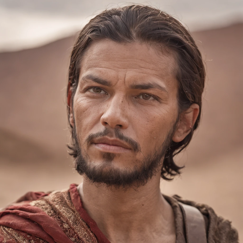 dois homens, Hero of the Bible, no deserto, near an ancient city