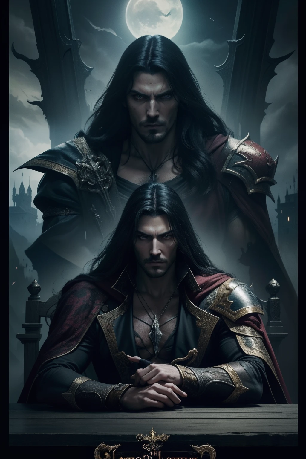 Castlevania Lord of the Shadows vengeance and dramatic beauty Characters appearing in poster super detailed hyper realistic super detailed Dynamic advertising poster masterpiece hyper realistic