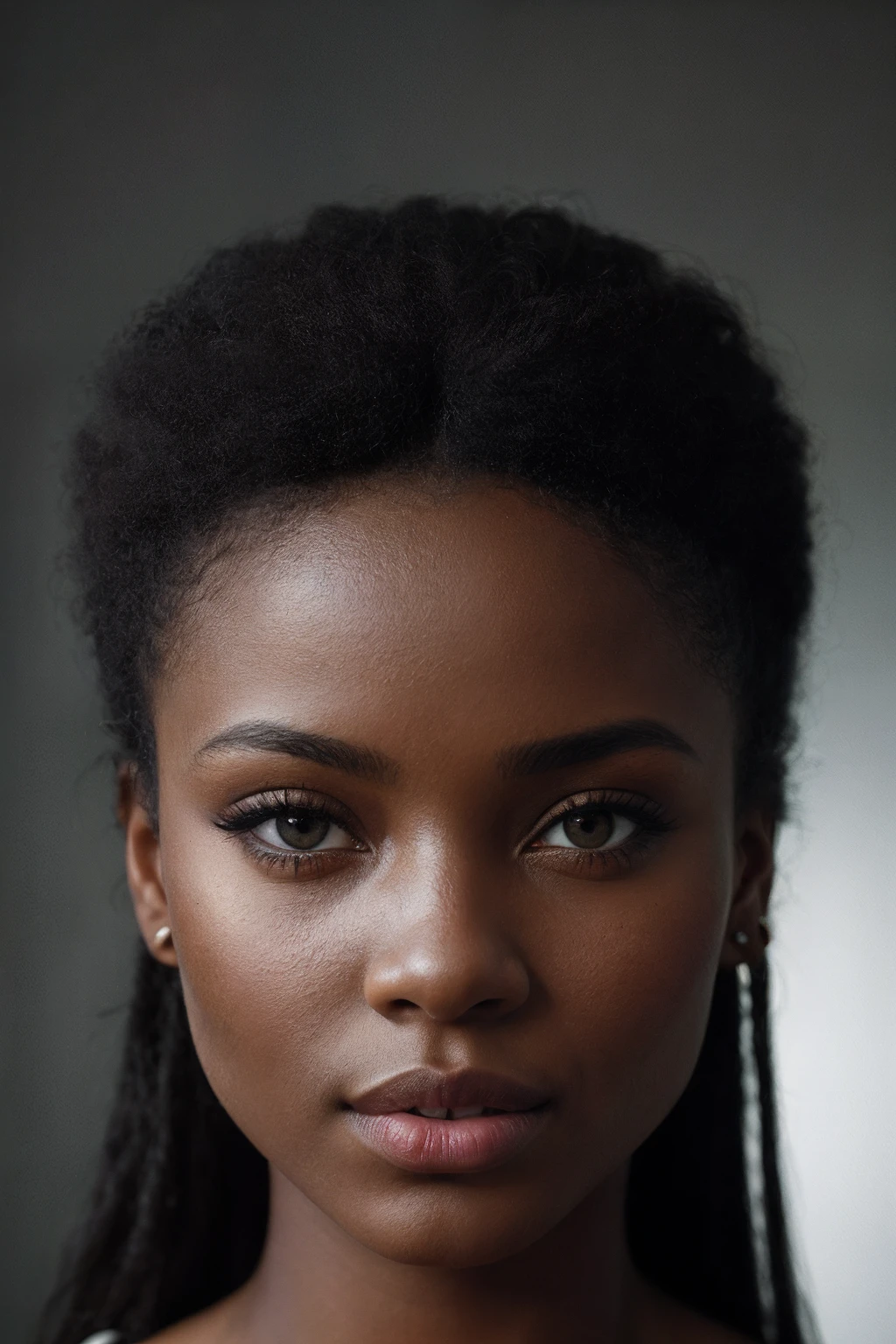 ((Masterpiece)), Best quality, real, photo shoot, Realstic, , perspective, luminescent, couleurs vives,
illusion, atmospheric scene, Masterpiece, Best quality, (beautifull detailed face, detail skin texture, ultra-detailed body:1.1),
(An African European girl of indigenous ebony (pamela Anderson : 1.6), joli visage, Portrait de visage clodeup),
photo realist,breathtaking, Lentille nette, Photographie professionnelle, Objectif 70mm, Love detail, good quality,
Unreal Engine 5, wallpaper, colerful, art, (Hdr:1.5), hyperdetailed, (ArtStation:1.5), cinematic, warm lights,
dramatic light, Rich color, (background inside dark, morose, private study:1.3) , POV, Nikon D850, Photographie de film, Kodak Portra 400, camera f1.6 lentilles,
couleurs riches, hyper realistic, lifelike texture, (dramatic lighting), Cinestill 800
