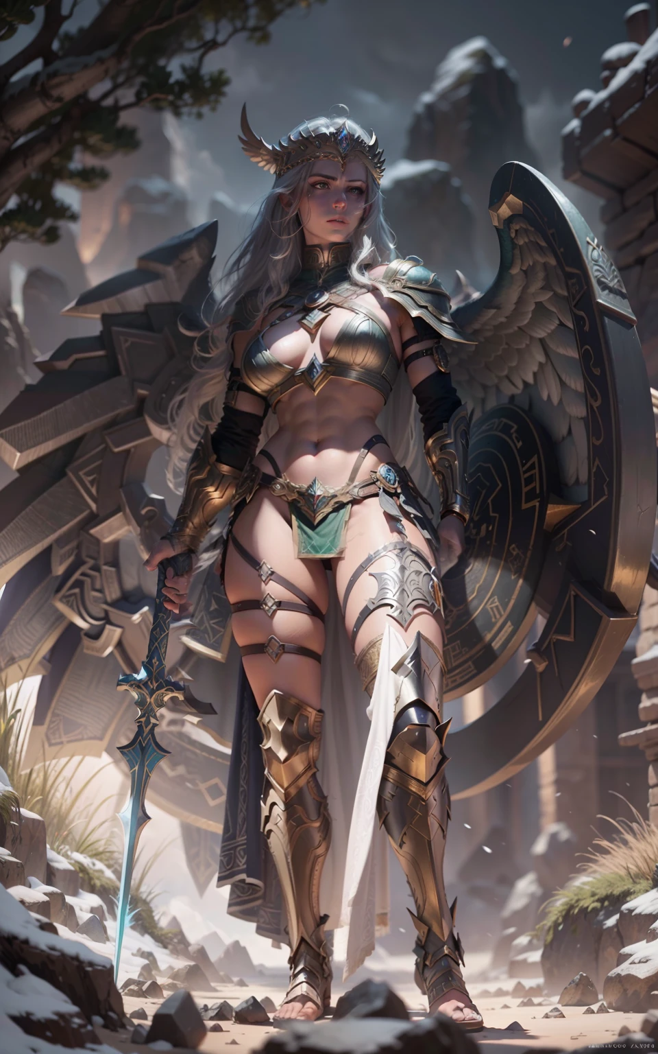 Asgard,valkyrie,Senhora Cavaleiro,Anatomia correta,epic fantasy digital art,tmasterpiece,8k,high-definition resolution,desenho detalhado,Qulidade Superior,, Epic composition,