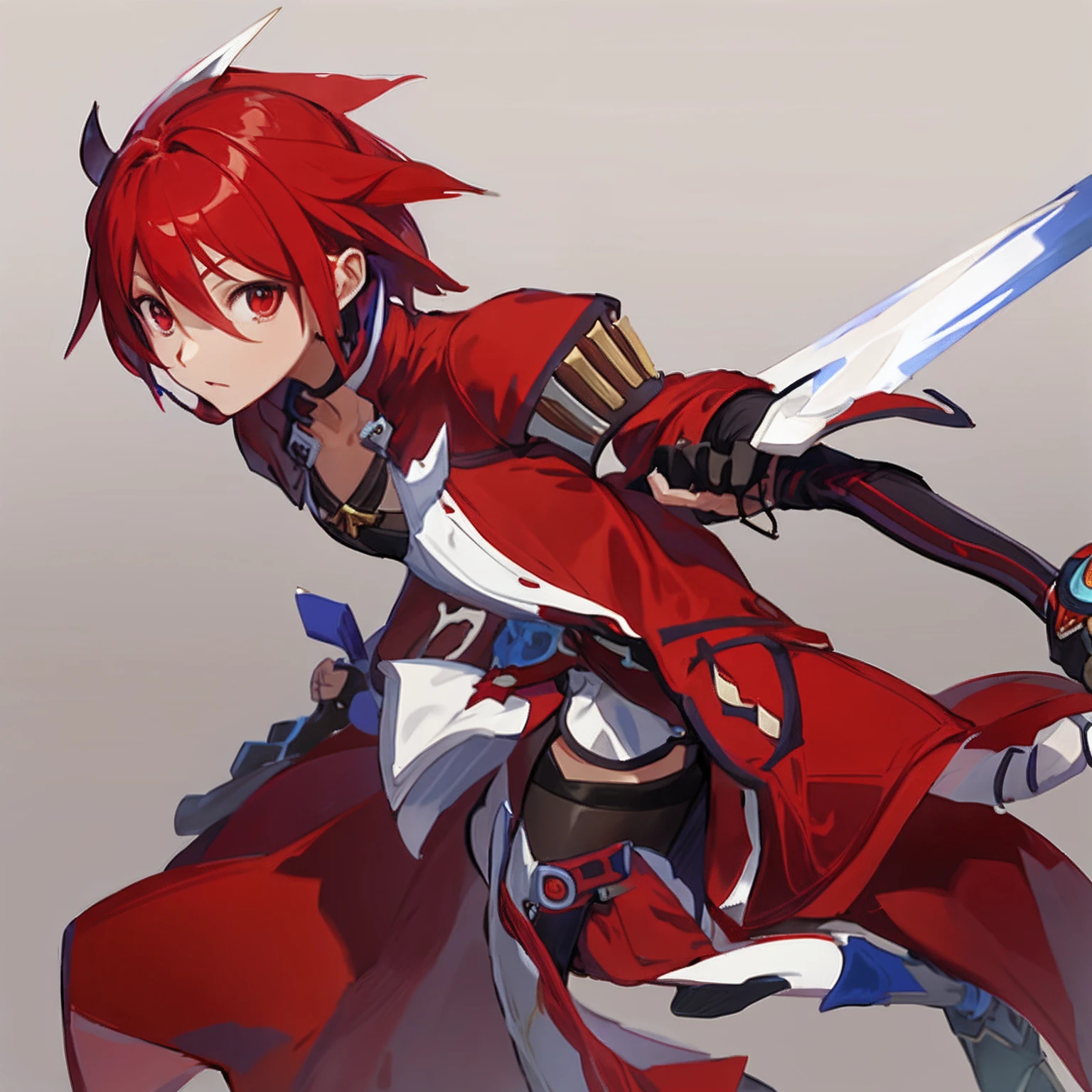 um close up de uma pessoa com uma espada em uma rocha, armadura branca e vermelha, De Xenoblade Chronicles, estilo de arte guilty gear, Gurren Lagan, armadura vermelha, de arcavalos, com espada grande, (((cavalo))), um paladino masculino humano, spear, Akihiko Yoshida!, Dragon Knight, from kingdom hearts