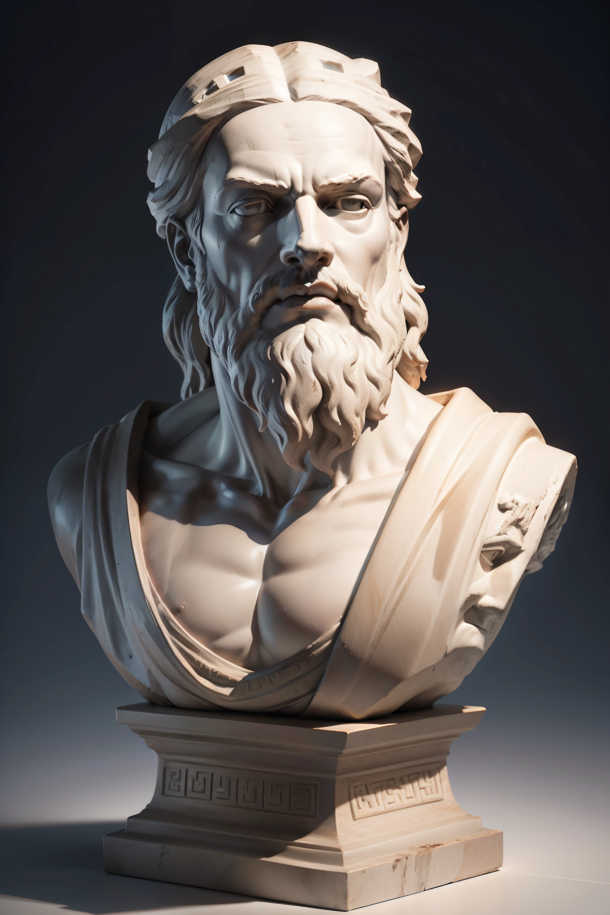 A bust of a Greek statue of Socrates, Realistic, Maximum quality CG 8K unit