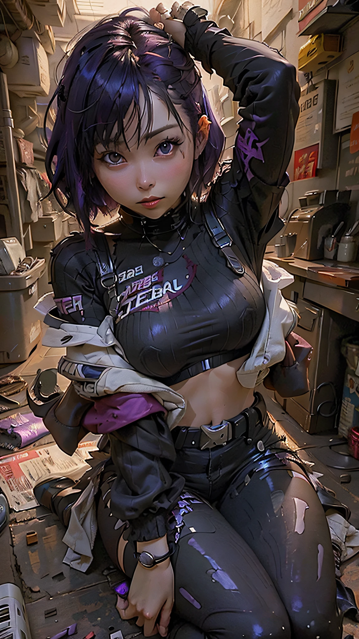 Beautiful woman medium hair、Purple hair、cyberpunk style short clothes、Whip thighs、Straddling your boyfriend, {{{no panties}}}, {{{{open legs:1.8}}}}, {{{{nipples}}}}, {{ecstasy: 2.0}}. {{big breast}}, {{{{{nsfw}}}}}, {{{{spread her legs}}}}, {{{{{{{penis in her pussy}}}}}, {{{{show me her pussy:1.2}}}}, {{{{{lost of vergin:1.5}}}}}, {{{{large penis:1.5}}}}, {{{{large cock}}}},{{{{naked}}}}