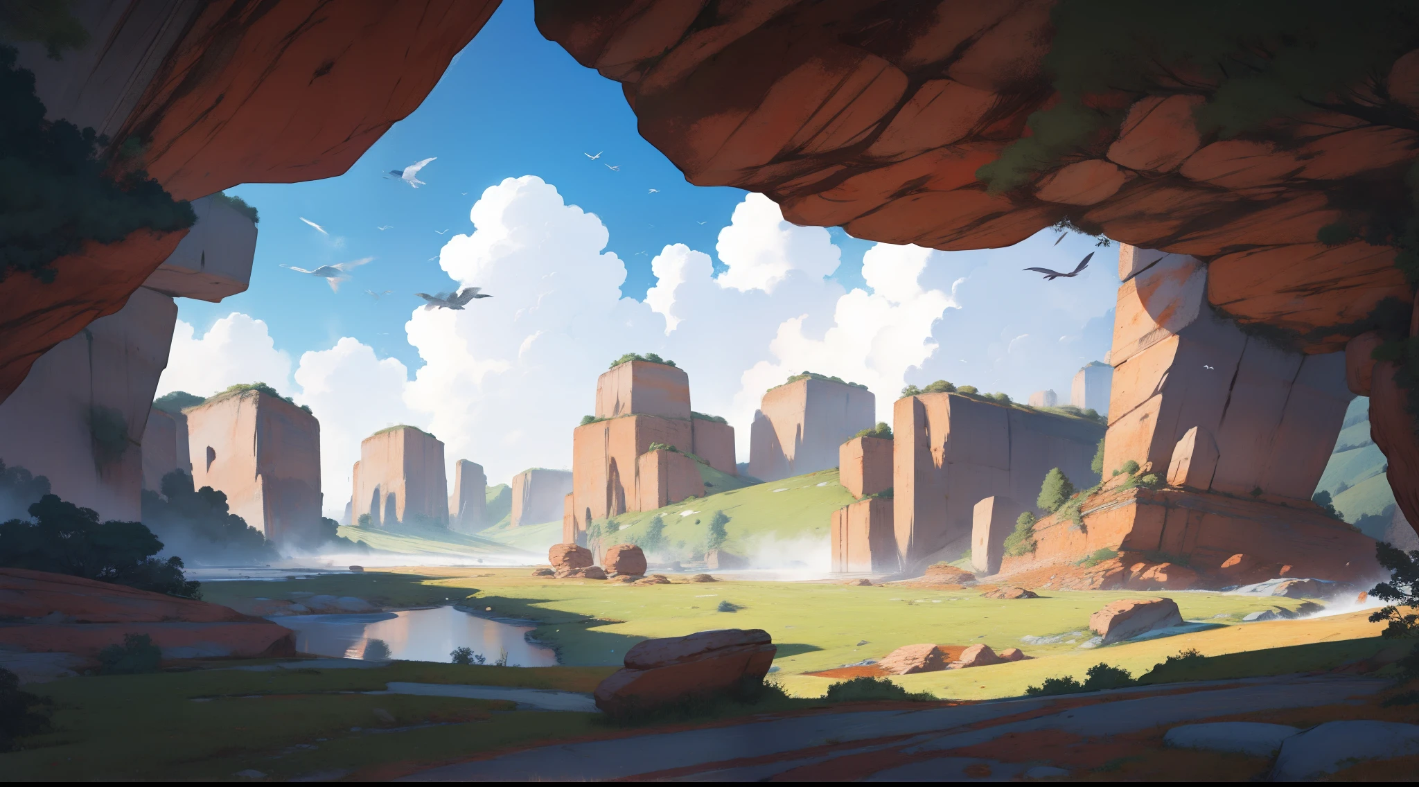 illustration caveman landscape