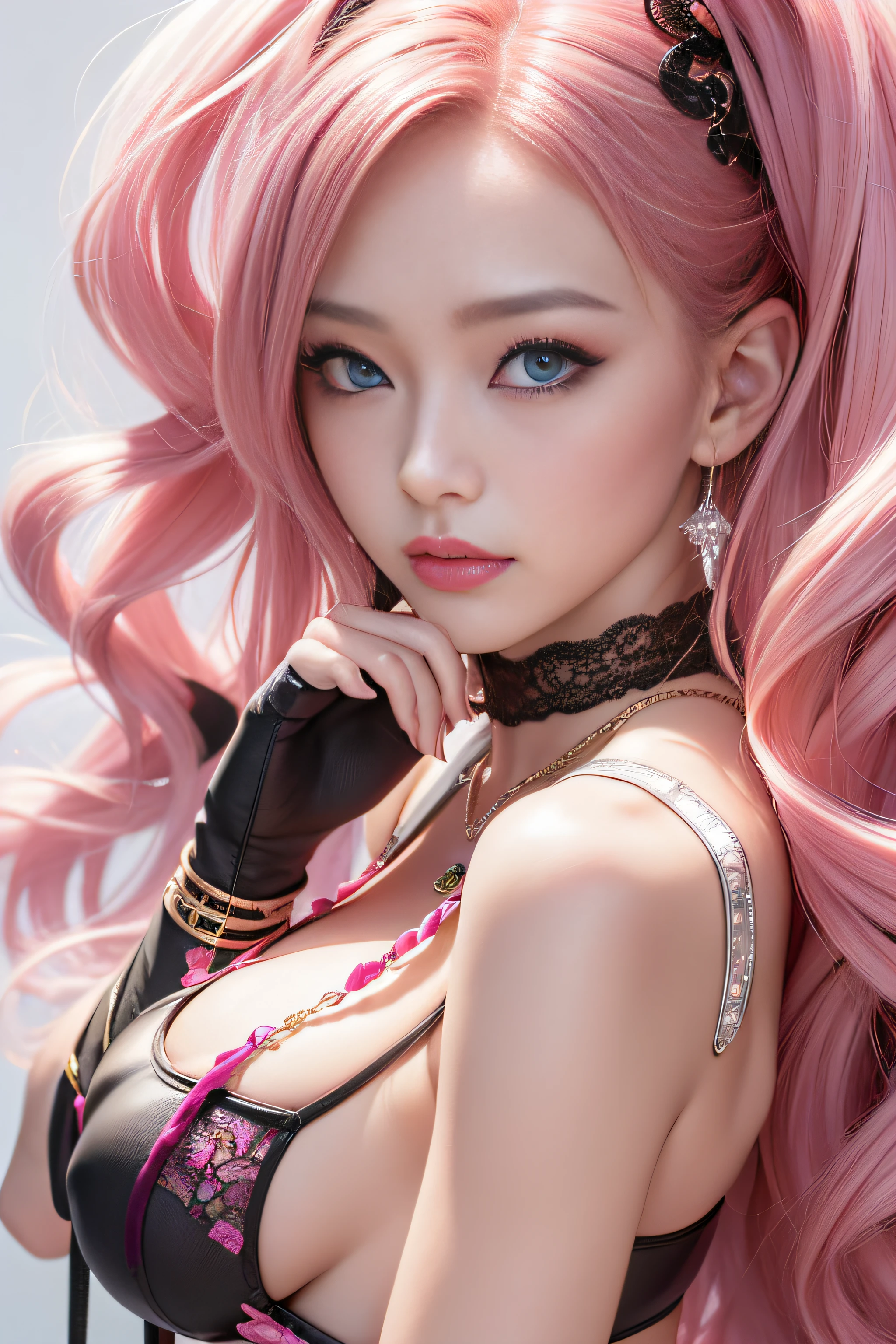 high-level image quality、disco、sexypose、Angle from below、T back、pantyhose、a necklace、耳Nipple Ring、A bracelet、Colossal tits、Slim waist、Burlesque dancer、Sexy and colorful、Adult atmosphere、((Provocation))、shockingpink、((a miniskirt))、frilld、unparalleled masterpiece ever, super realistic 8K , erfect artwork、((A detailed face、face perfect、perfect eyes、high-detail))、