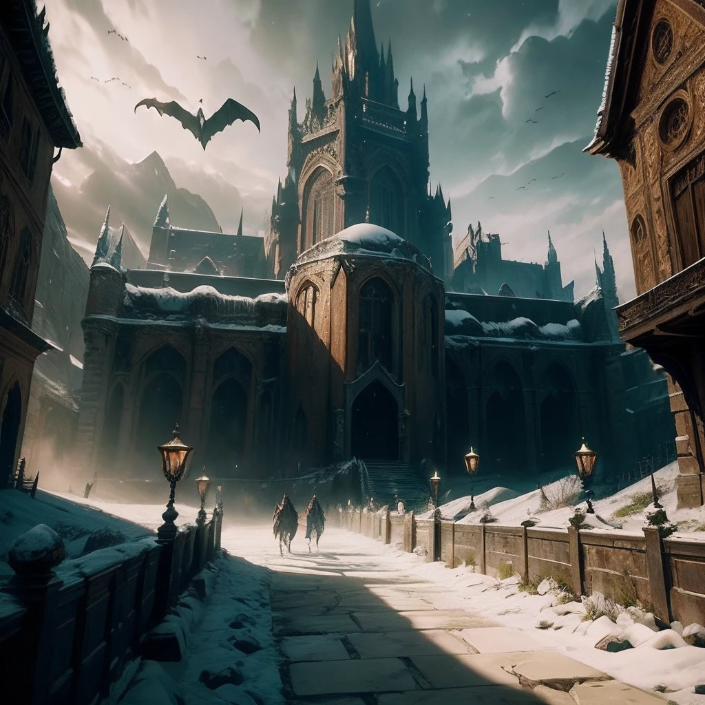 Castlevania Lord of the shadows hyper realistic super detailed Dynamic environnement cinematic scènes from movie environnements Epic Legendary perspective scène cinématique