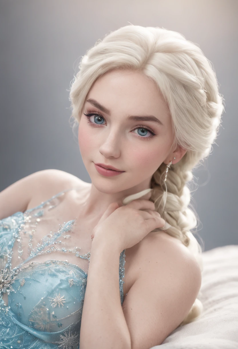 elsa frozen at 18 years old nude at the bed, open legs, pubic hair, walt disney