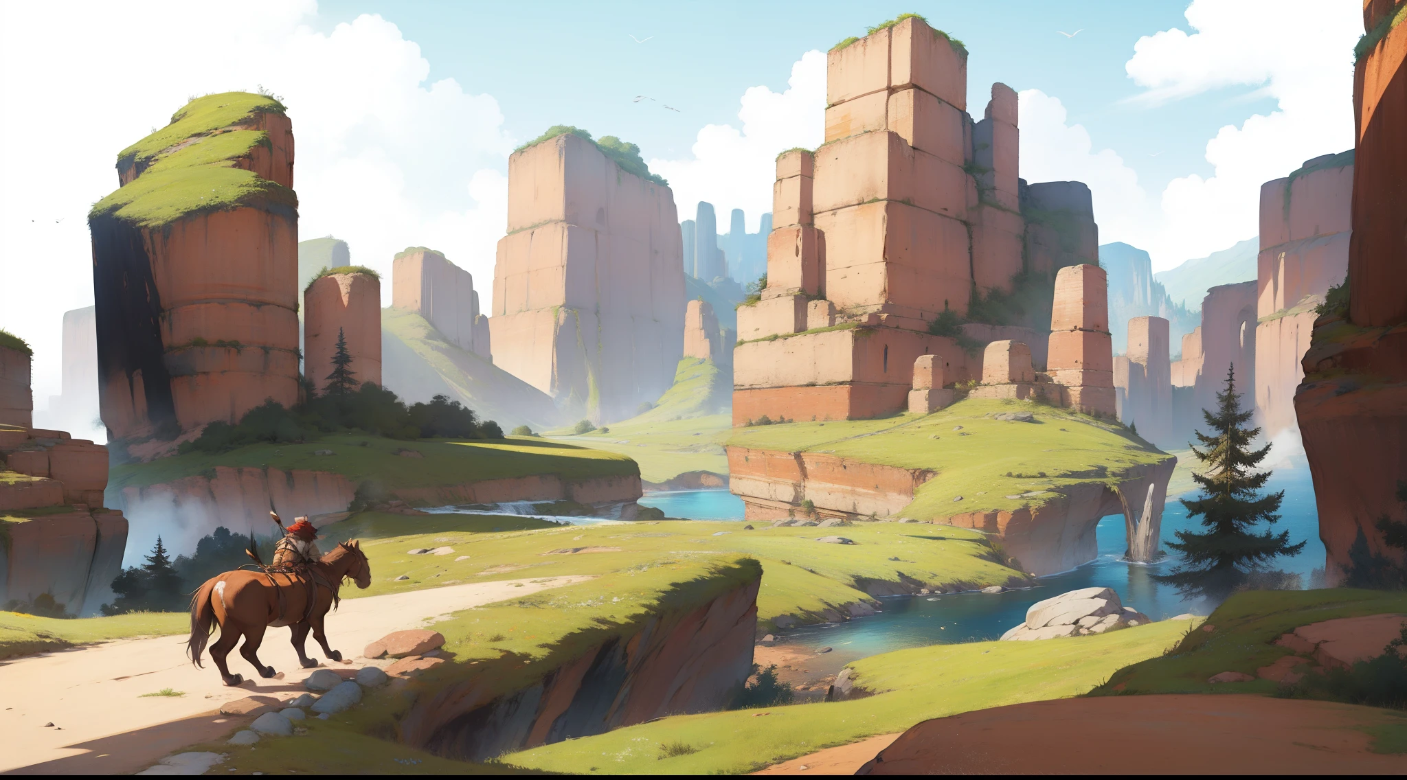 illustration caveman landscape