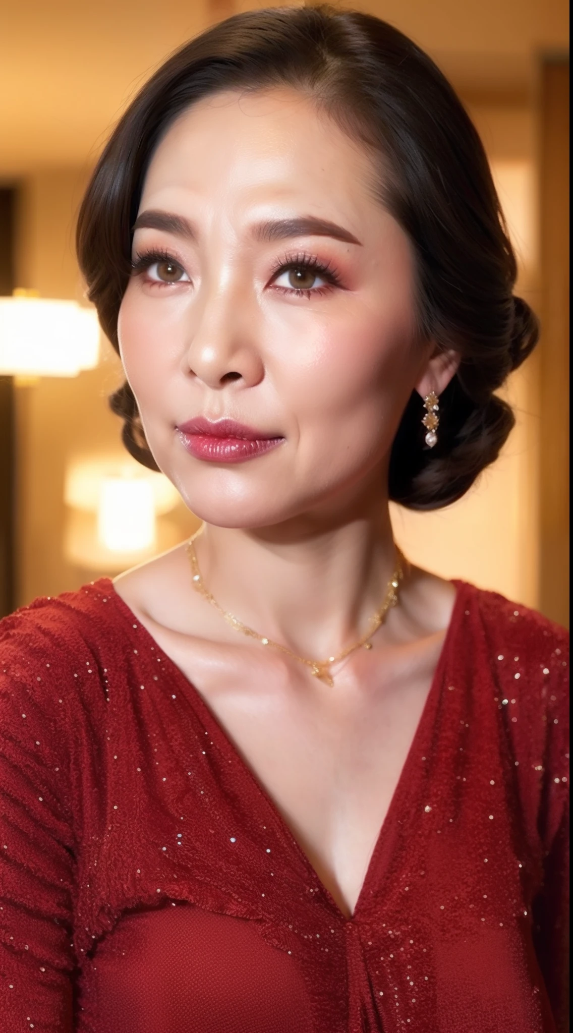 A MILF, manager, A sexy, 82 years old, a closeup, Fancy makeup,