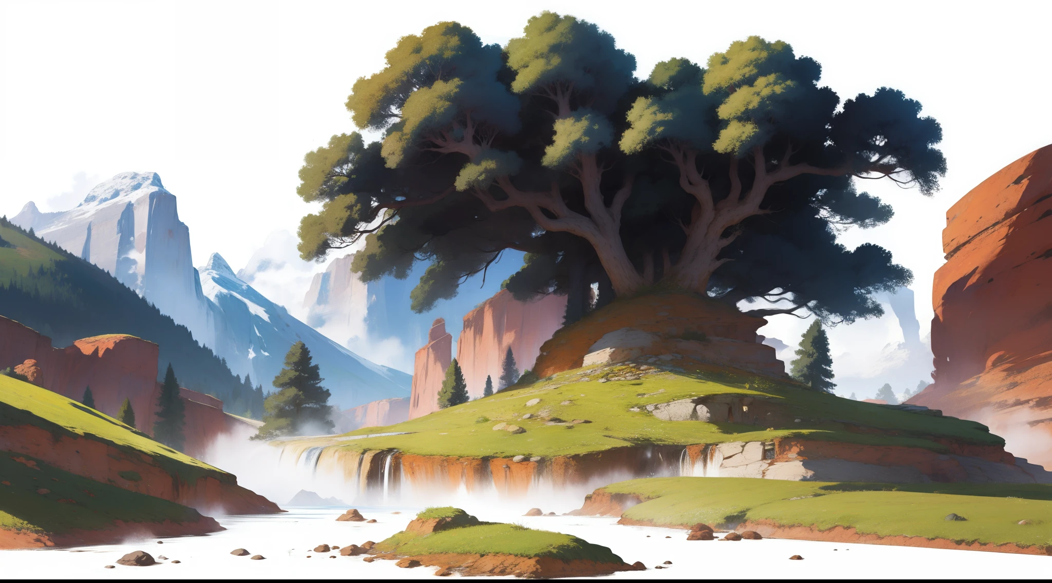 illustration caveman landscape