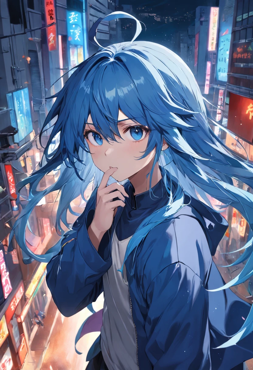 fumo, Blue hair, retinas, Masterpiece, best qualtiy,Boy,puss