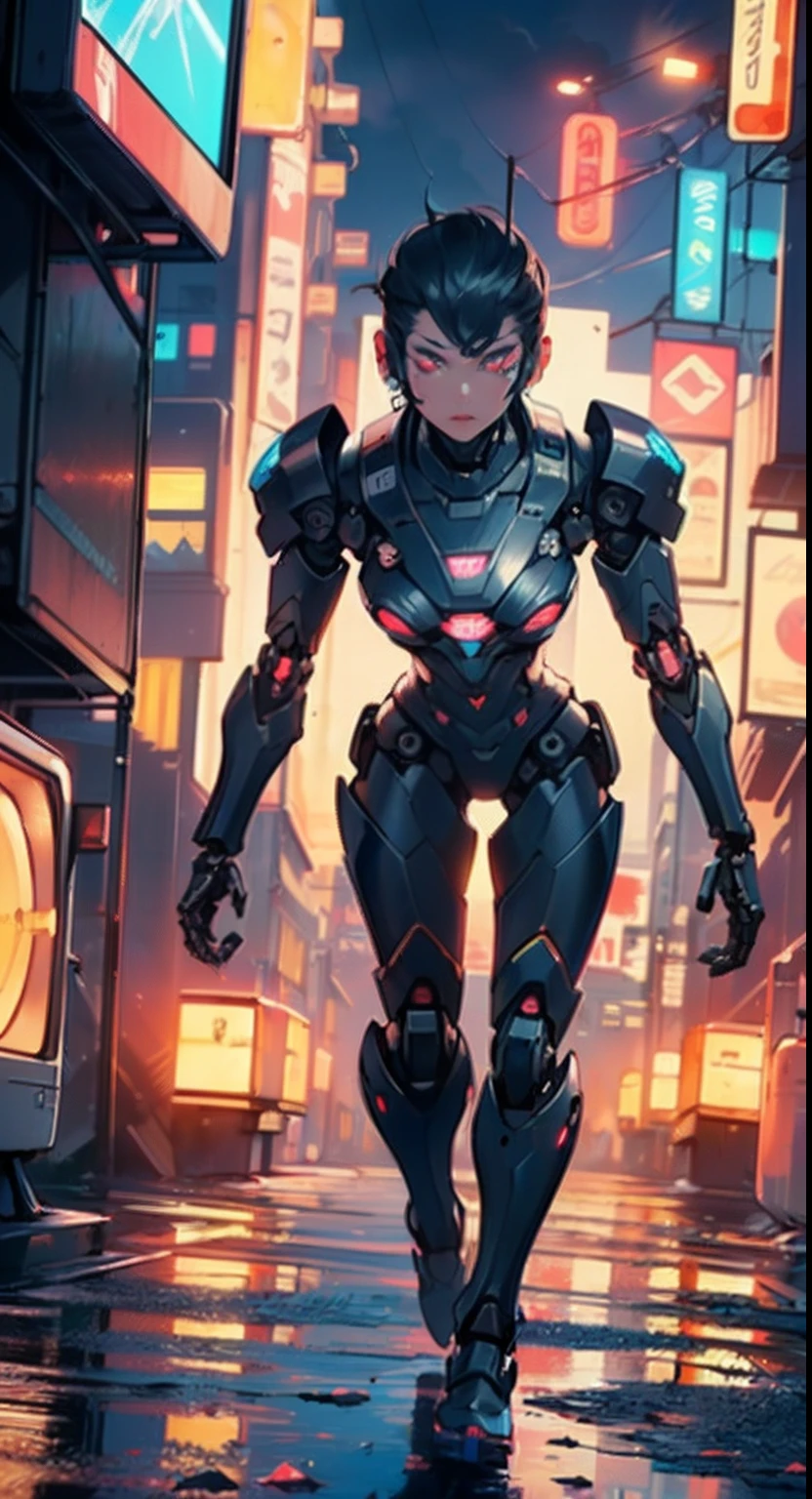 (((TV robot with mechanical arms and legs))),

(((tiny little robot))) with ((((TV head)))). He has (((shaped like a cube with mechanical arms and legs))),and a (((screen on his face))) that displays emoticons and coded messages,Strange head, black tv head,detailed TV head,intricate robot,

(((Object_head,televison_head))),

(dynamic pose:1.0),solo focus,(centered,scale to fit dimensions,Rule of thirds),

cyberpunk city by the ocean at night, with bright neon signs and dark stormy clouds and puddles,

High resolution, sharp focus, (ultra detailed, extremely detailed), (photorealistic artwork:1.37), 8k wallpaper,((synthwave background theme)),((vibrant colors)),(intricate),masterpiece,(best quality),