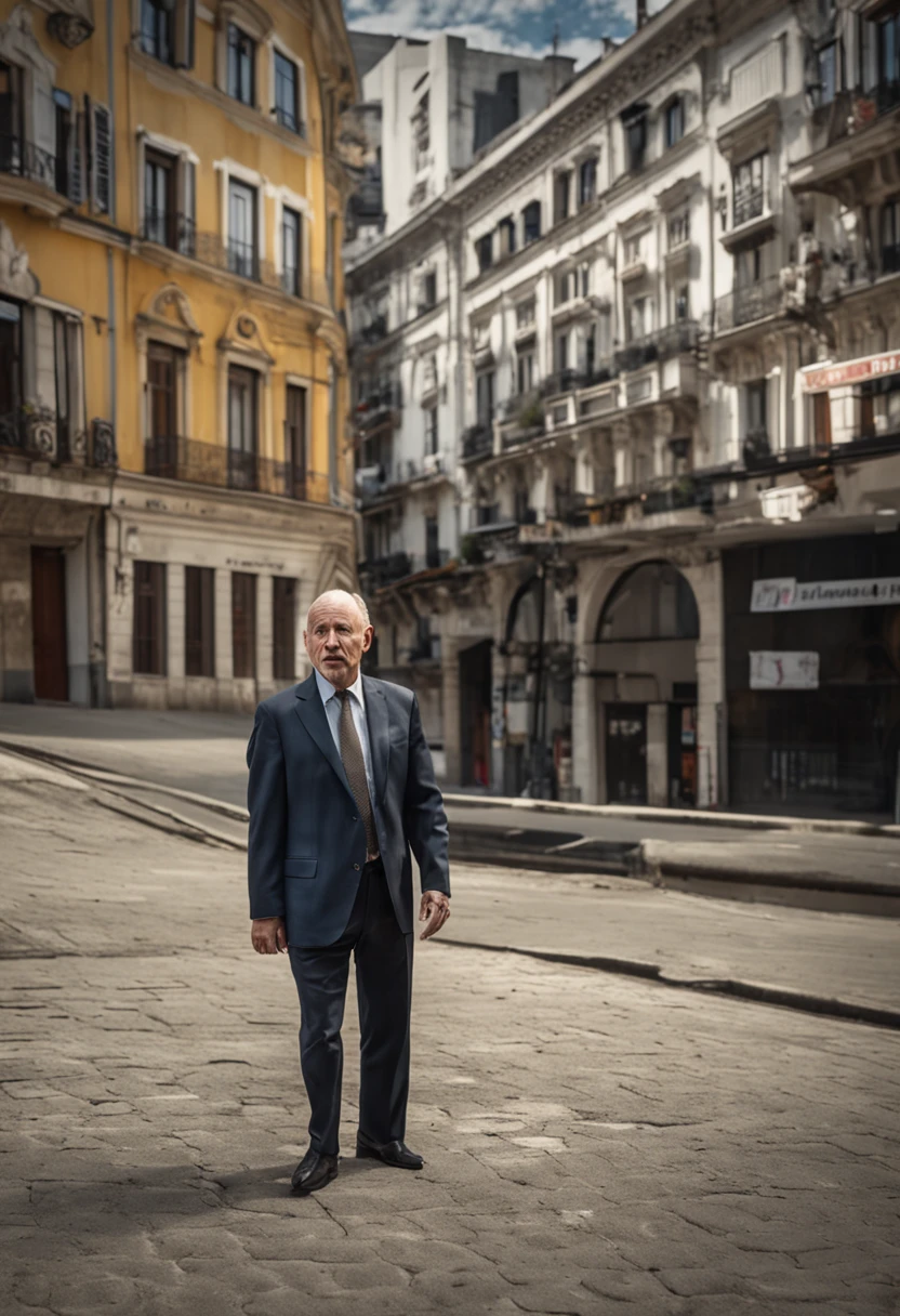 A permanent businessman with 30 years in a suit and tie, carismatic, Body and head pointing to the left in the photo, de frente para o espectador da foto, Shoulders and head appear in the photo, 8k, A Porsche 911 behind the best image quality, obra prima, realista, Foto realista, foto do filme, Ultra realista, 1 pessoa, circunstanciado, perfect lighting, foto profissional, 4k