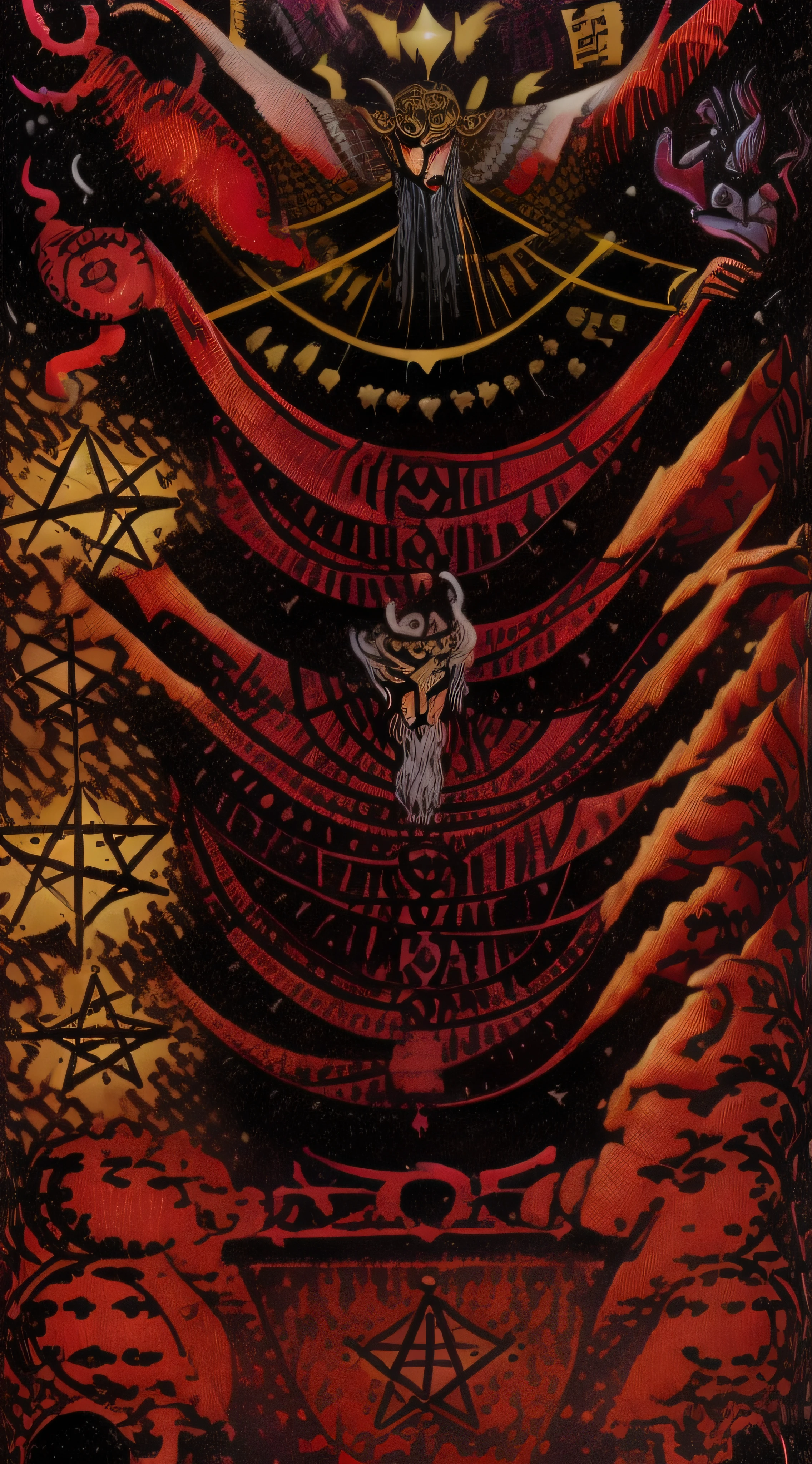 Develop an image for 'The Magician' that depicts an enigmatic sorcerer summoning cosmic creatures and revealing secrets of the universe, do with the cosmic horror theme