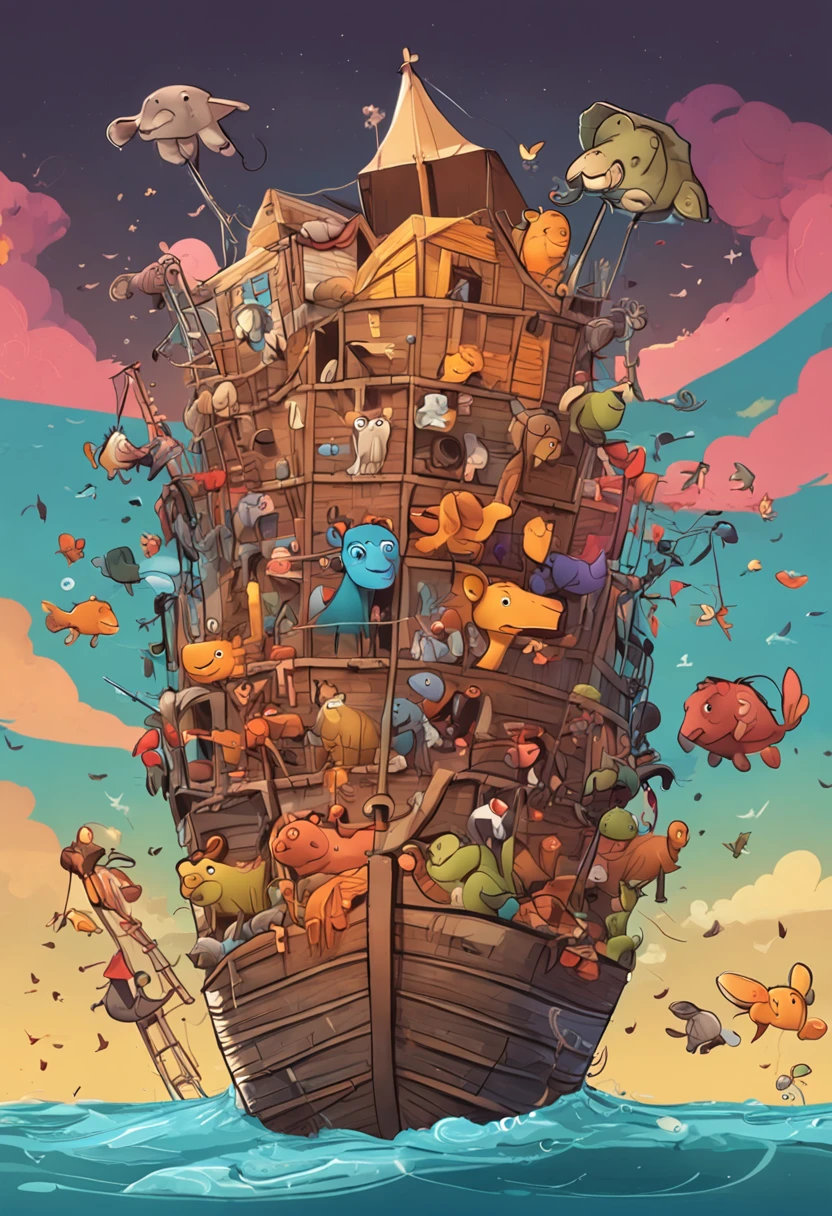 CREATE NOAH'S ARK WITH THE CRITTERS COMING IN