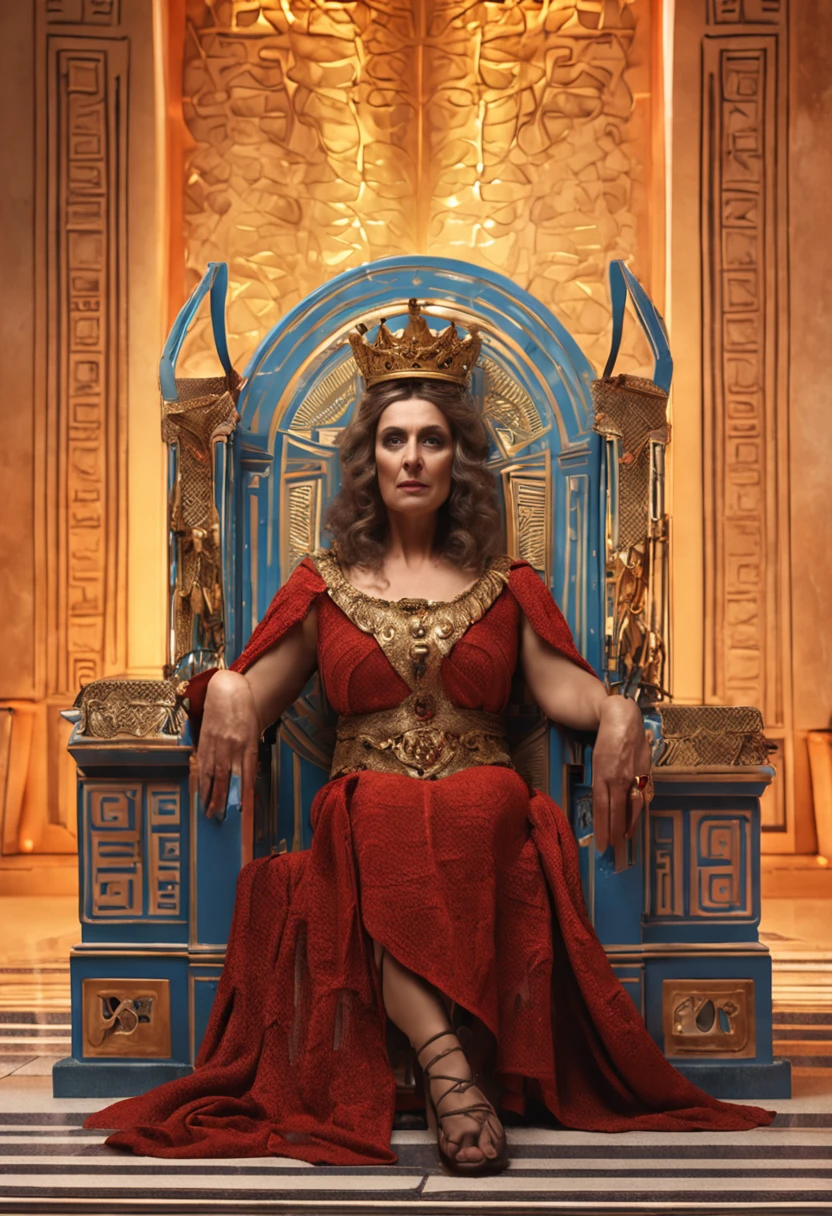 middle age greek queen lady sitting on the throne