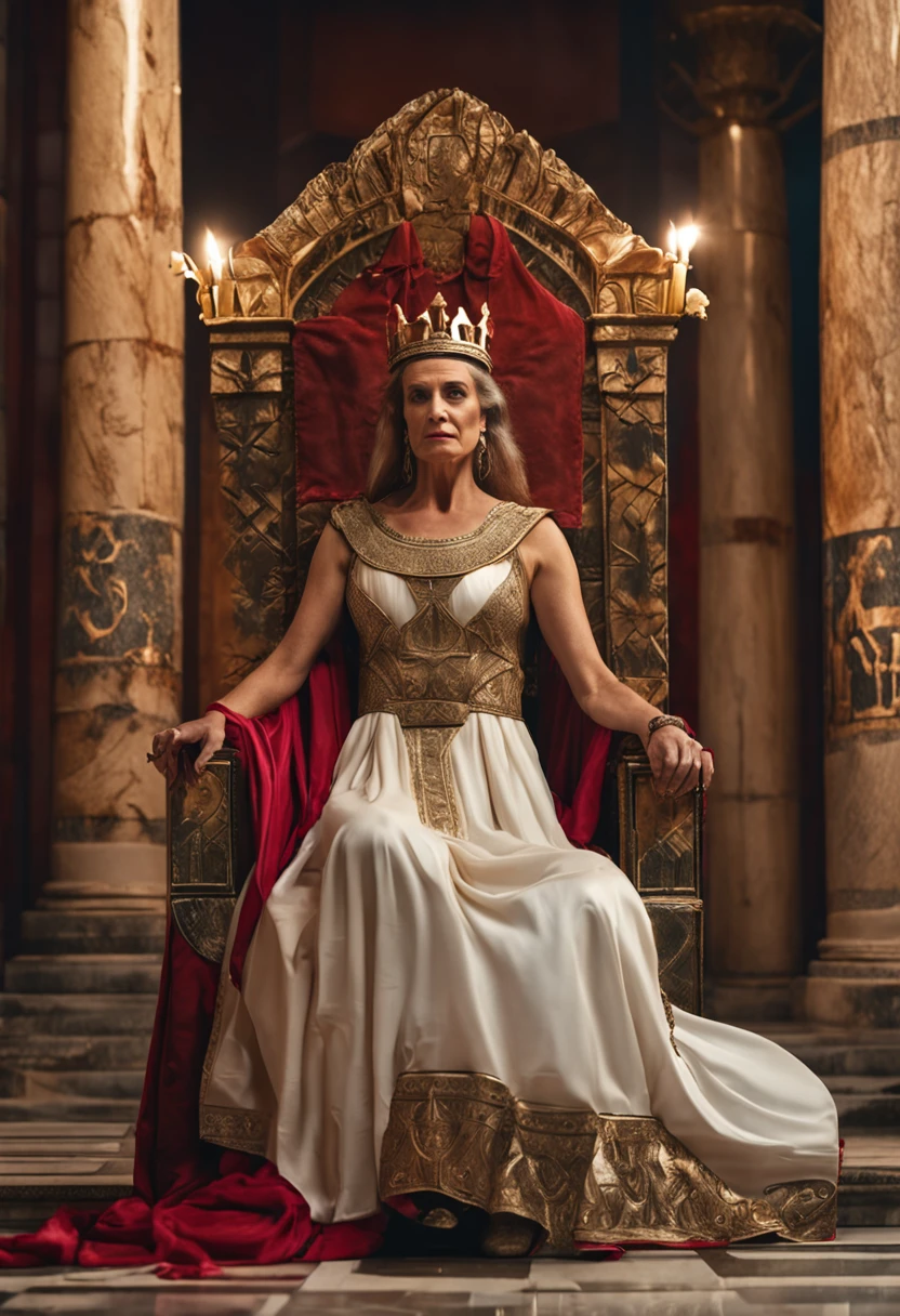 middle age greek queen lady sitting on the throne