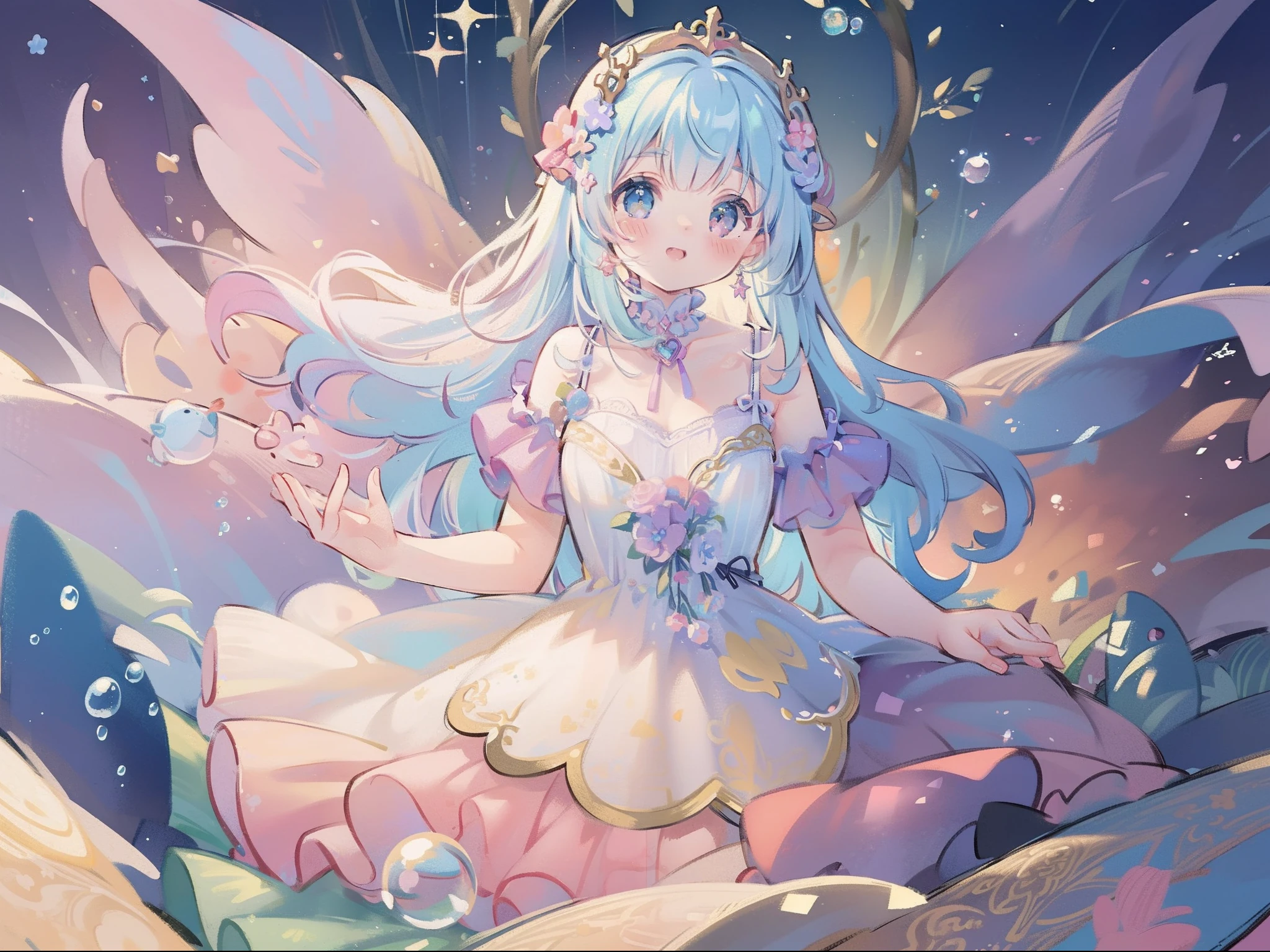 masterpiece, Concept Art, (Very detailed), Fairy Butterfly 1 Girl, Butterfly Wings, cute, elegant, Flowing purple hair, Magical Dress, magnum opta fly:1.5) Flying around her, Mythical Forest, Bathed in the fantastic moonlight, Tranquility, (Watching the audience), Bright colors, Volumetric lighting, hd,Panty shot,Panty shot,Panty shot,((whole body))((Get closer to people))