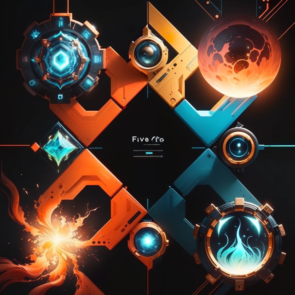 "Por favor, create five NFTs in video format that represent a futuristic fusion of natural and technological elements. Explore the interaction between organic and geometric shapes, using a vibrant color palette and unique soundtrack for each video. Let your creativity flow and capture the essence of harmony between nature and innovation."