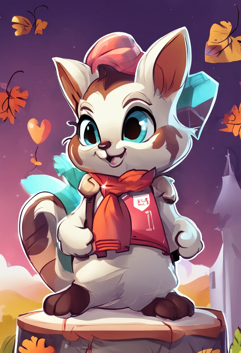Cartoon squirrel holding a stick up, 1024x1024, mascote com, Illustrations of mascots, personagem bonito dos desenhos animados, high school mascot,usar roupas,Backgrounid branco