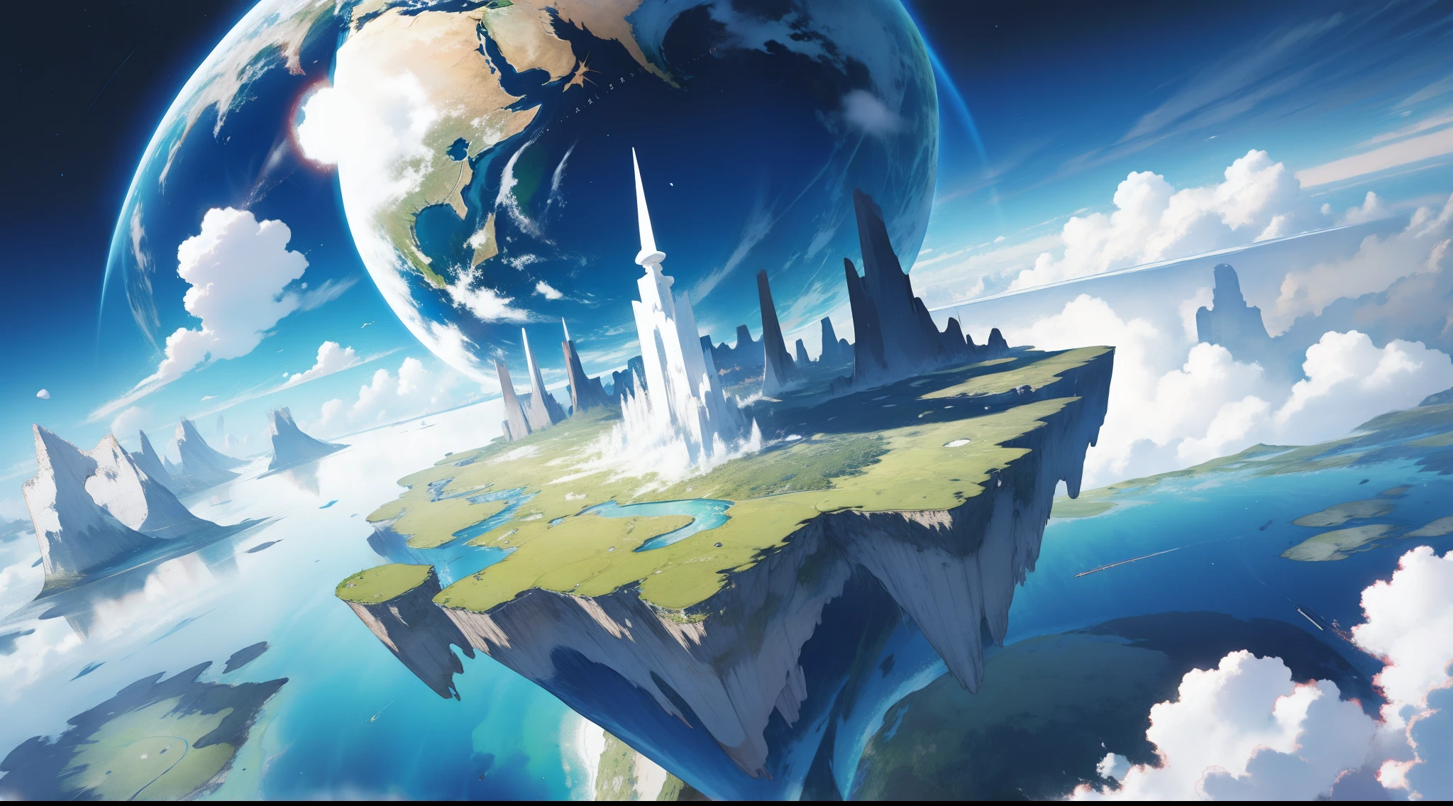 (floating earth islands illustration)