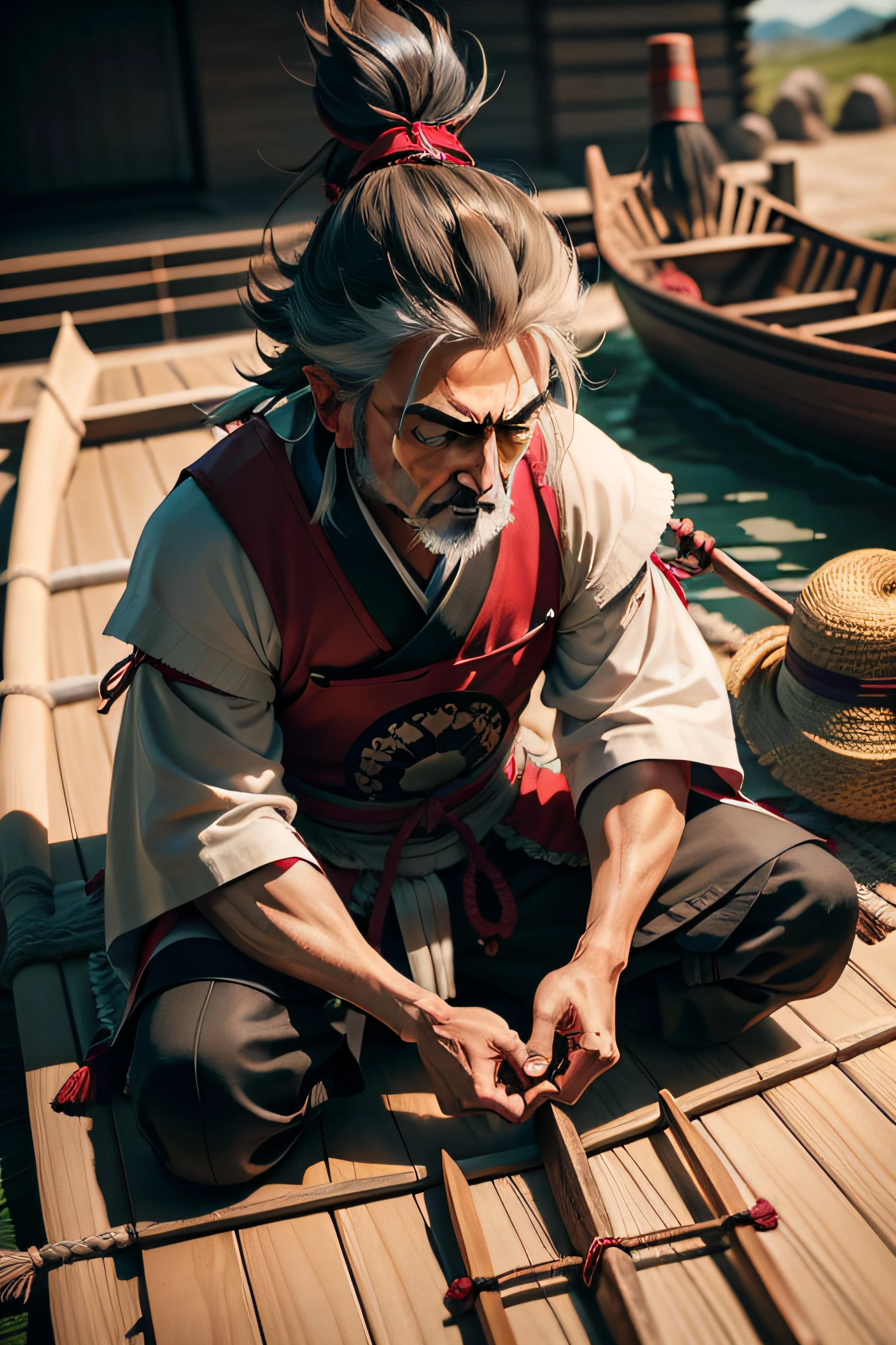 MIYAMOTO MUSASHI EN UNA CANOA