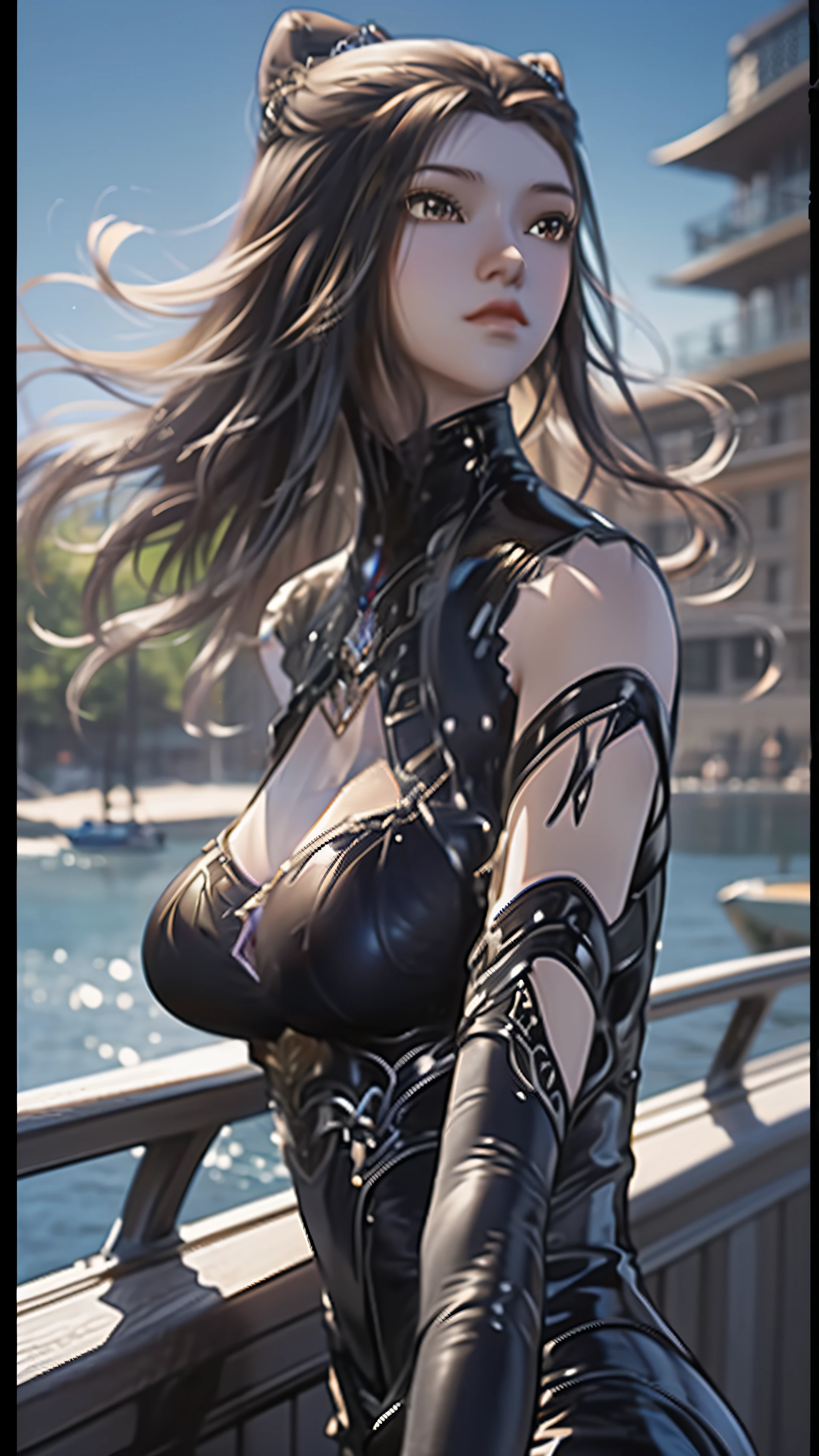 Close-up of a woman in a short skirt standing on a boat, Extremely detailed Artgerm, Range Murata and Artgerm, Style Artgerm, art-style, trending artgerm, beautiful and seductive anime woman, IG model | Art germ, Artistic germ style, 《overwatch》Anna, like artgerm
