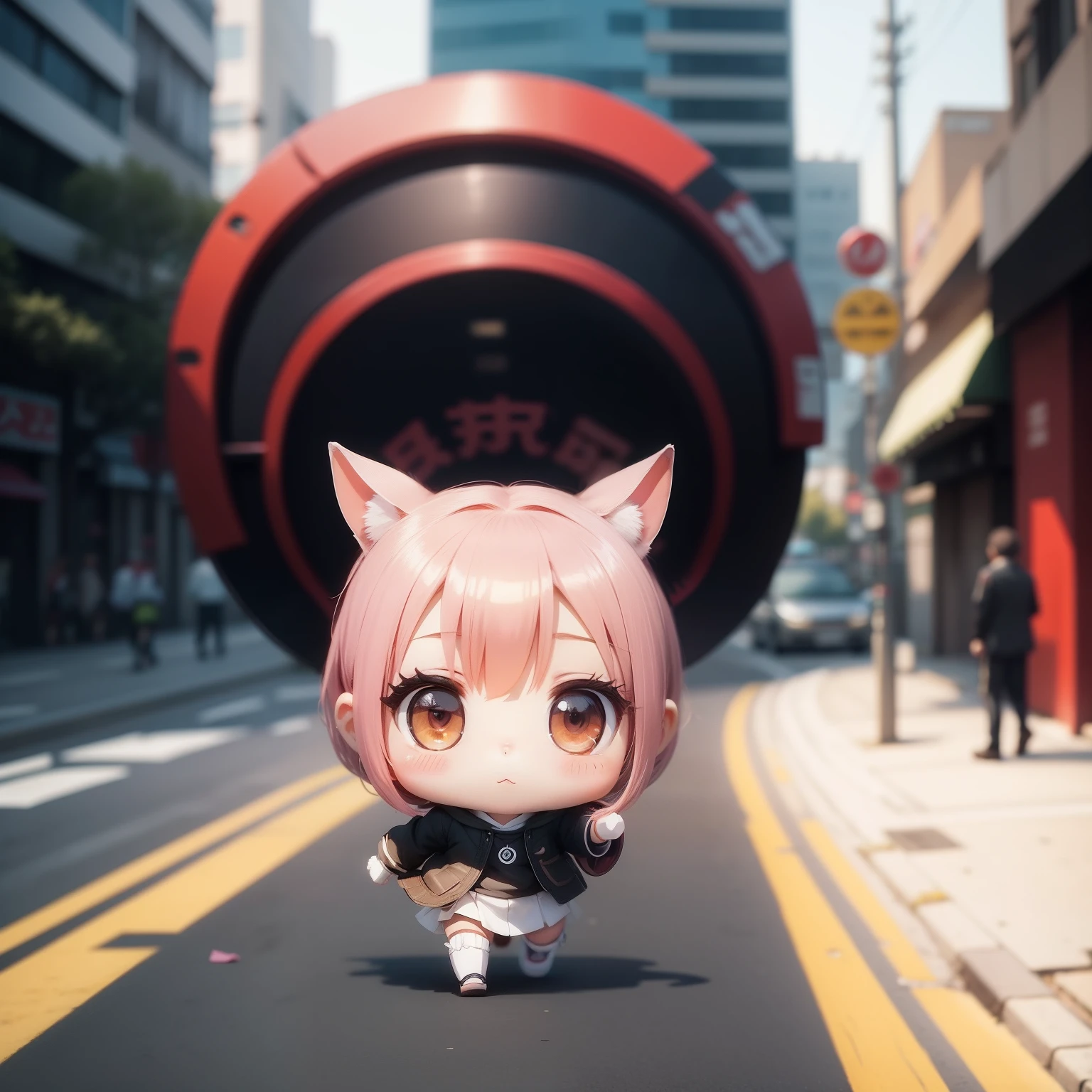 Rabbit in Chibi Anime//Turtle in Chibi Anime//Chased by something, high quality photograph, CCTV Video - Raw Style - AR 2:3 - 200 Years