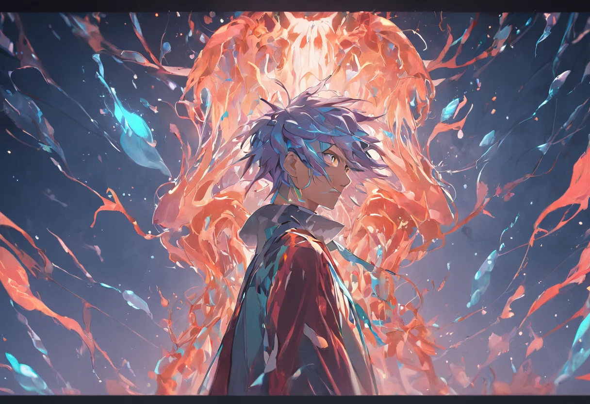 A spirit man who half-turned into a jellyfish, Unreal Engine 5, Cinematic, Color grading, Portrait photography, Ultra-wide angle, Depth of field, Hyper-detailed, beautifully color-coded, insanely details, Intricate details, beautifully color-graded, illusory engine, editorial photography , photoshoot, Shot on 70mm lense, Depth of field, degrees of freedom, 32K, Hyper-Resolution