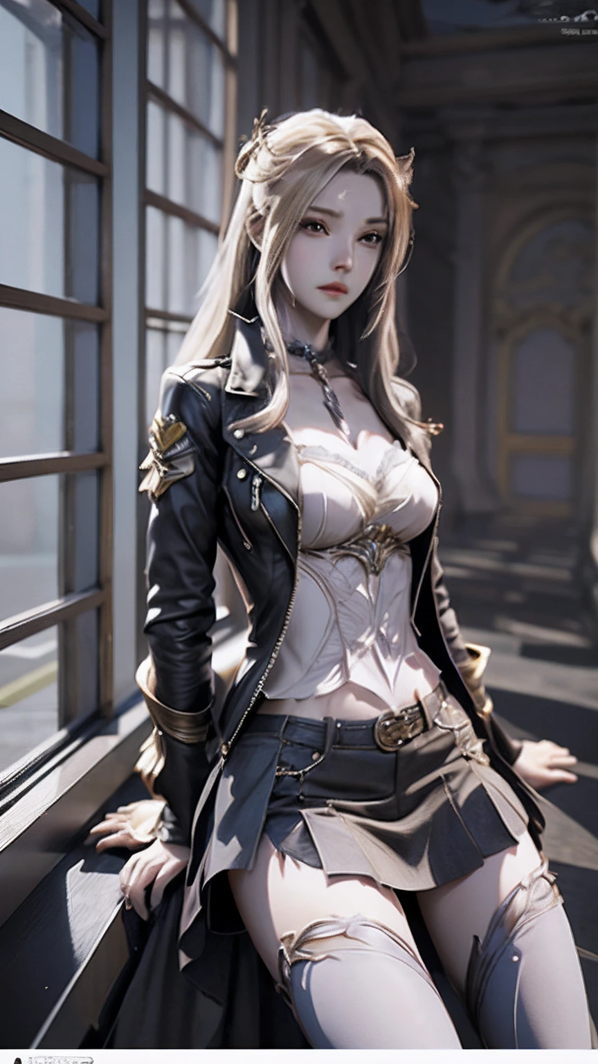 anime - style image of a woman in a short skirt and jacket, a photorealistic painting by Kentaro Miura, Trend of CGsociety, conceptual art, Smooth anime CG art, made with anime painter studio, Realistic anime 3 D style, photorealistic anime girl rendering, drawn in anime painter studio, Photorealistic anime, anime styled 3d, 3 d anime realistic