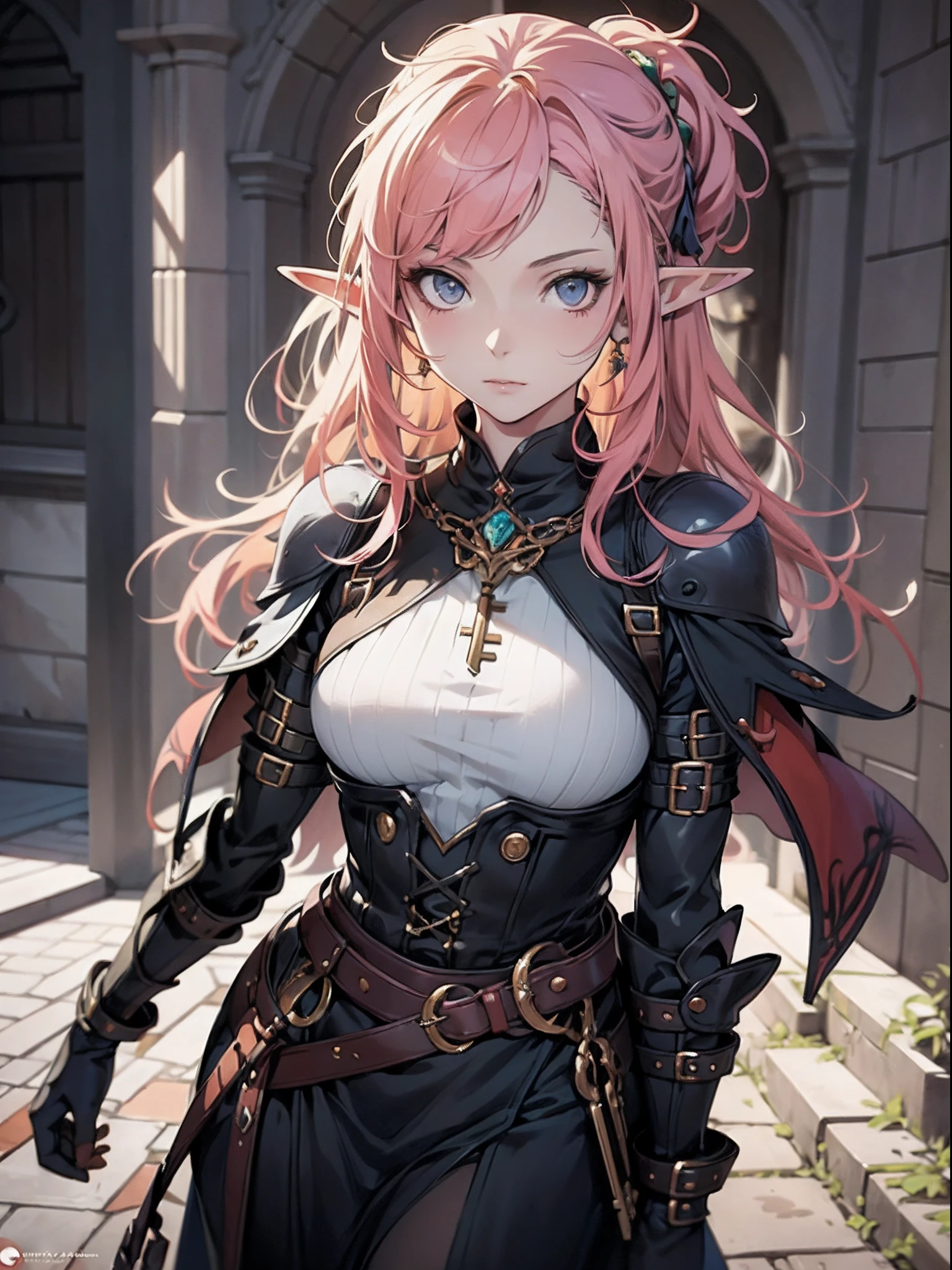 anime girl in a dress , pink hair, cushart krenz key art feminine, portrait knights of zodiac girl, detailed key anime art, high detailed official artwork, detailed digital anime art, trending on artstation pixiv, 2. 5 d cgi anime fantasy artwork, detailed anime character art, alluring elf princess knight, astri lohne
