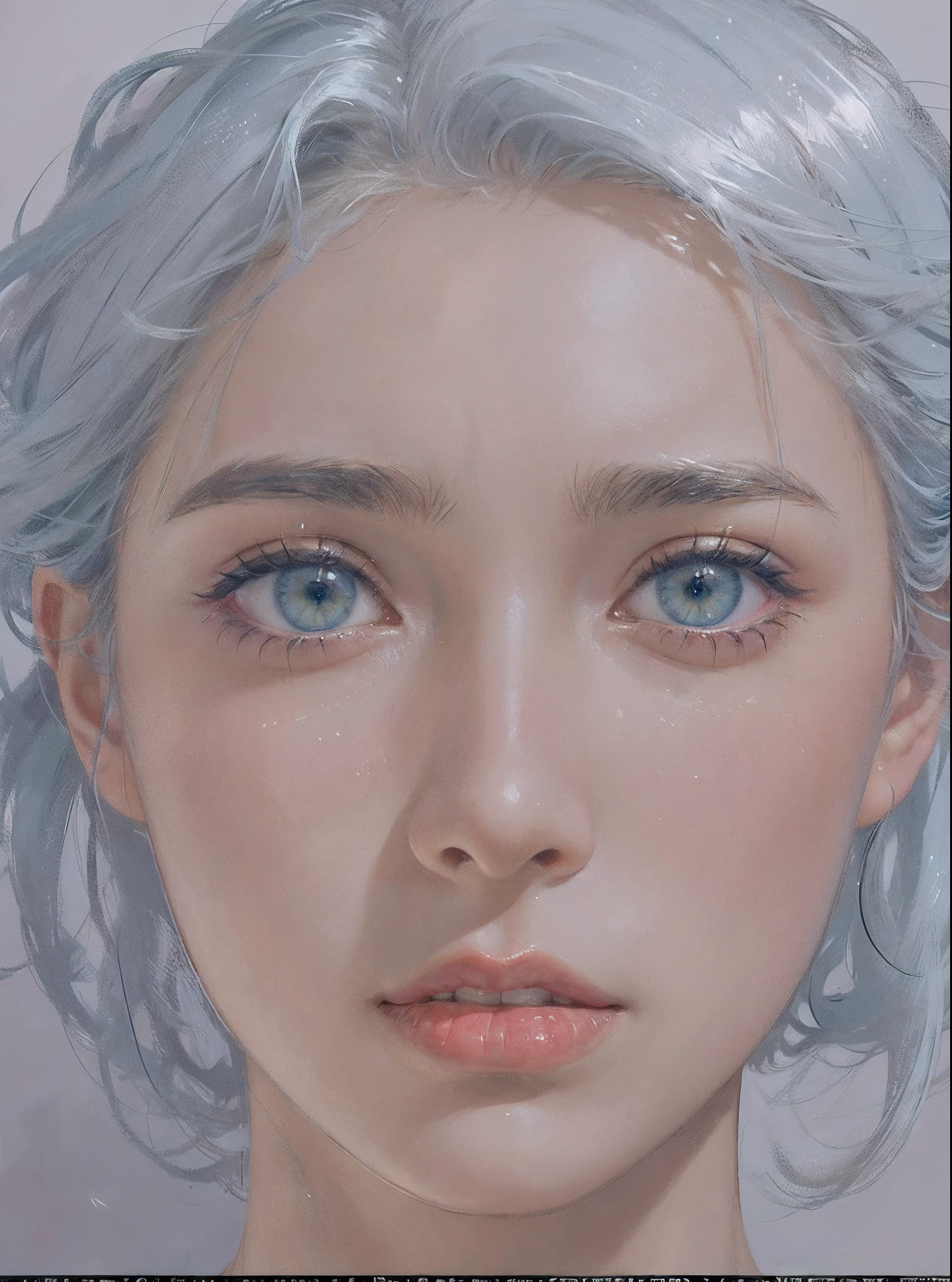 Hyperrealist portrait of female by david hockney and alphonse mucha,fantasy art, photo realistic, dynamic lighting, artstation, poster, volumetric lighting, very detailed faces, 4 k, award winning,, 1girl, in the dark, deep shadow, low key,cowboy shot,(official clothing:1.4) ,long hair,white hair,