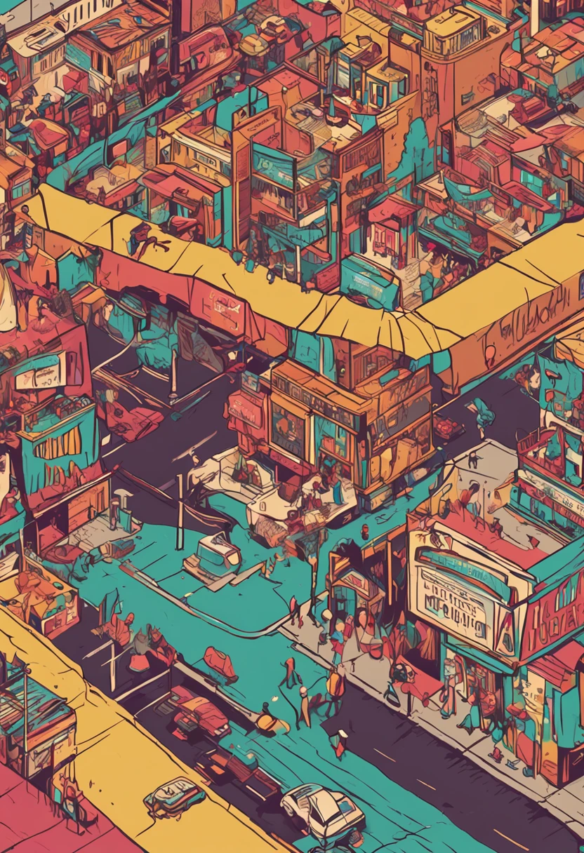 Look at the wide angle with an oversized top-down,A big scene that shocks people,Simple illustration type