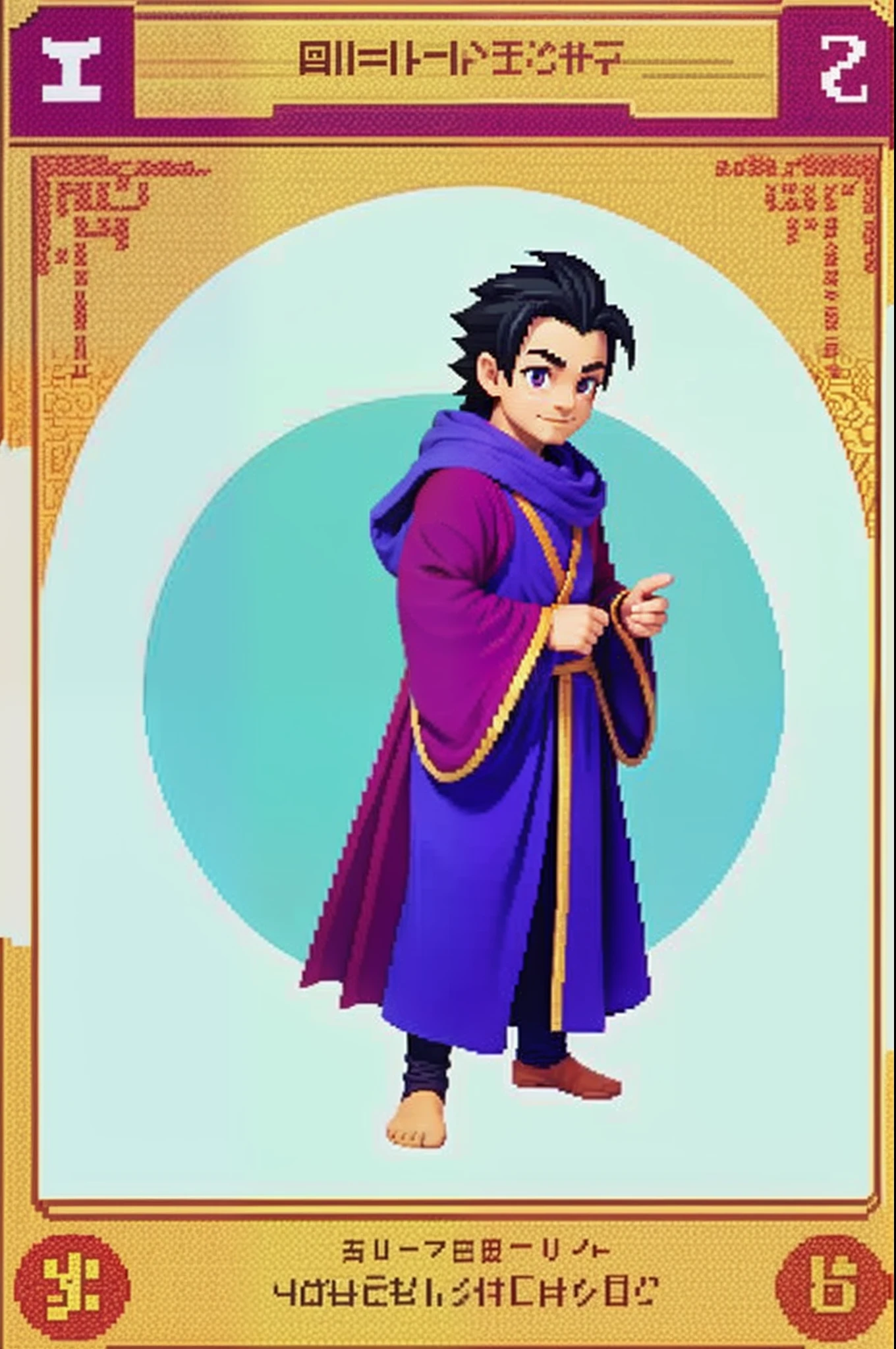 pixel game《dragon quest》,Game character design,(curate:1.4),robe,16-bit pixels