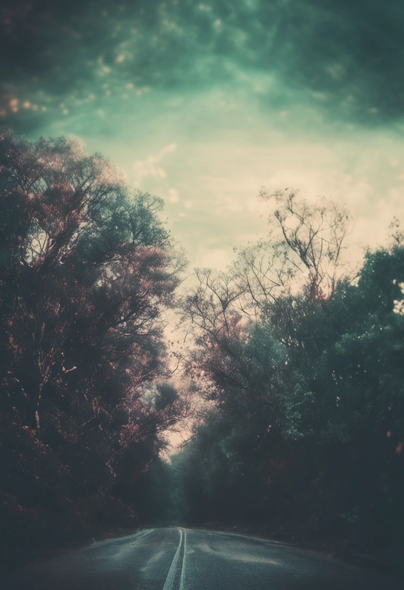 Vintage Style Theme, Nikos' exploding planet, Bokeh, Photo, 8K, darkness, Dynamic Actions, Pale faded style, Shot in blue type, Cracked lens, Dreamy nostalgia, Soft Focus, Dark green vignetting, light  leaks,Ethereal Dark Art Painting、a picture、Sony α7