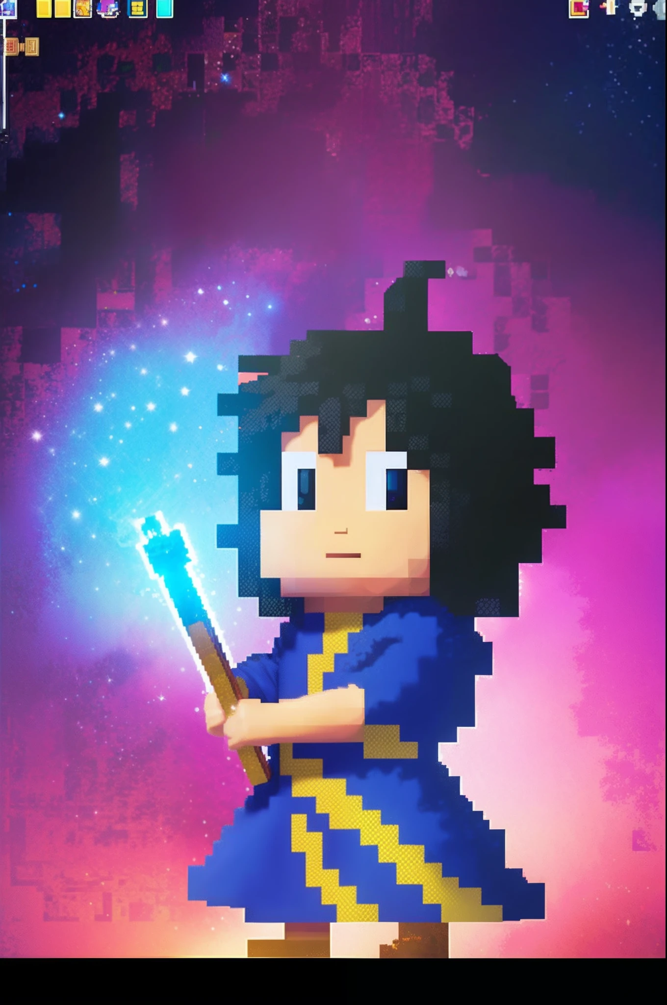 pixel game《dragon quest》,Game character design,(curate:1.4),Robe,16-bit pixels