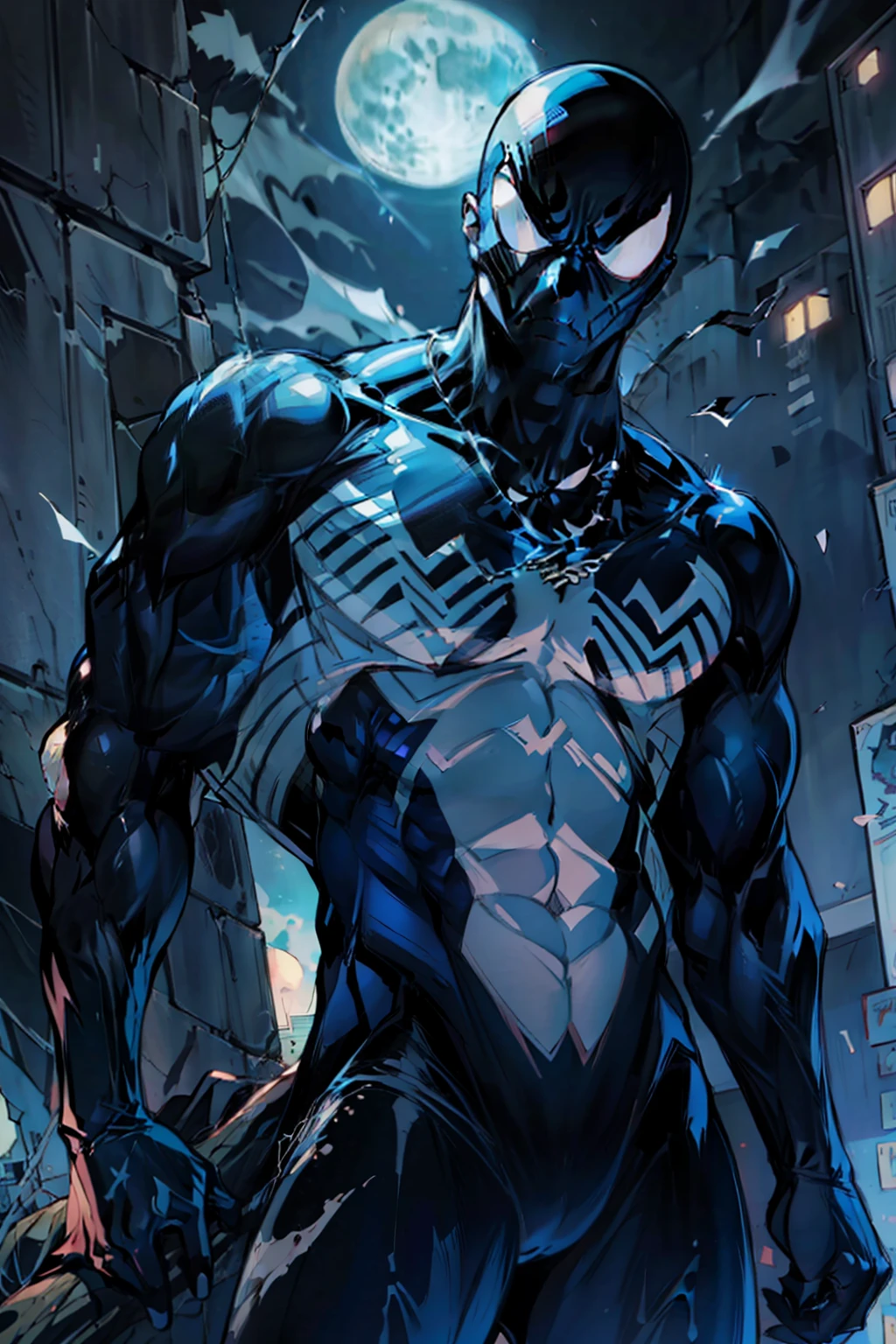 《the original god》Arataki Kazuto , male people， chest muscle， Sexy , Venom symbiote for your body, Black mucus of the body , into venom, venomize，Black bodysuit，（Cloak），Red cape，Abs，（Adult male）（（Venom possession，venom symbiote）），over-Tortoise Man，Battle damage，((Masterpiece)), ((Best quality)), Ultra detailed,((illustration)), Dynamic Angle, Detailed light, (Delicate eyes), Floating, 1boy, Male focus, Head, Clothing, Yellow eyes, necklace, tattoo, (Forehead:0.8), (ahoge:0.8), jewelry, brunette color hair,apathy，Ray， chest muscle， Sexy , Venom symbiote for your body, Black mucus of the body , （into venom）, Venom，frontage，Bust photo，White tight-fitting top，spiderman outfit，style of anime4 K， 4K anime wallpaper， Badass anime 8 K， 4 k comic wallpaper， young anime man， Anime boys， Anime wallpapers 4 k， Anime wallpaper 4K， High quality anime art style， Anime moe art style， Anime art wallpaper 8 K， Anime art wallpaper 4 K， RGB lighting，