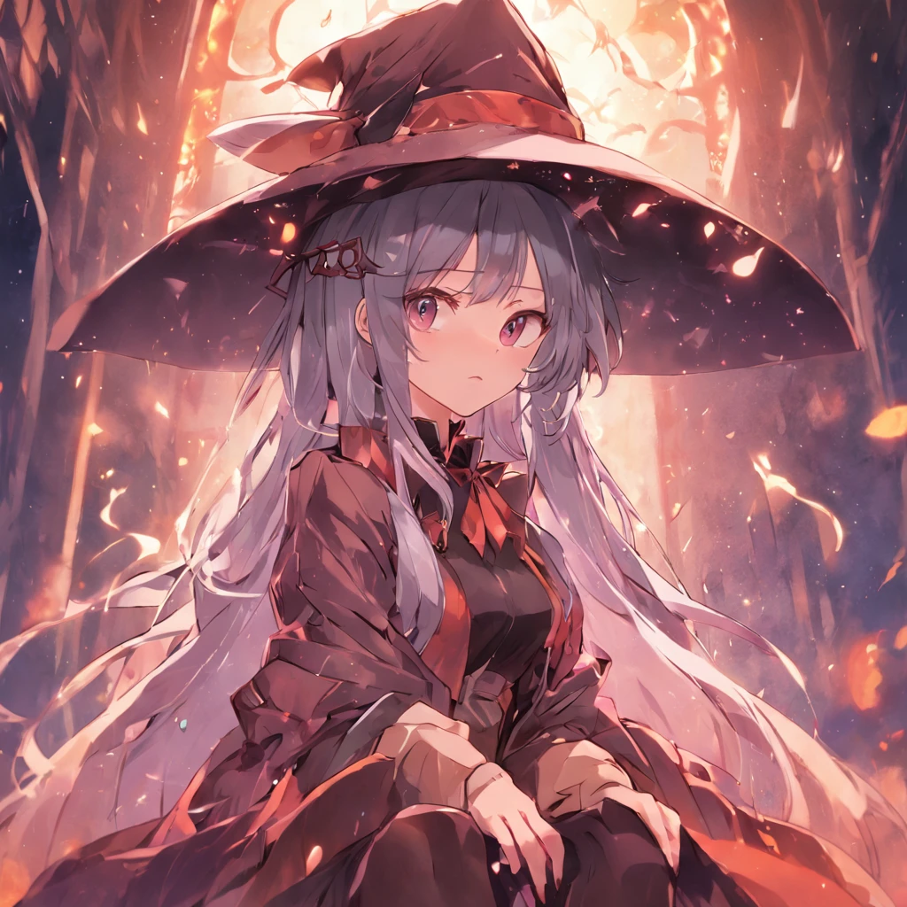 A closeup of a woman sitting in a chair wearing a hat, mulher bonita sedutora do anime, estilo de arte de fantasia, classical witch, magia de elenco de bruxa de anime de paquera, mulher bonita do anime, Magical beautiful, menina anime loira com cabelo longo, menina anime bonita, feiticeira bonita, uma bela feiticeira, feiticeira bonita, arte de fantasia de anime