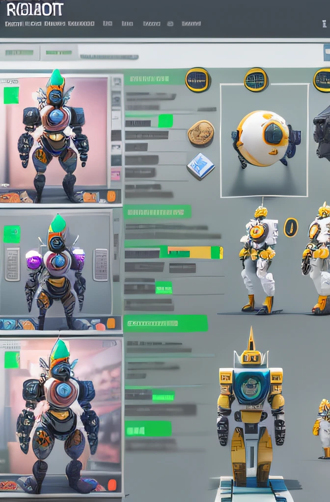 robot, items and skill images on slides