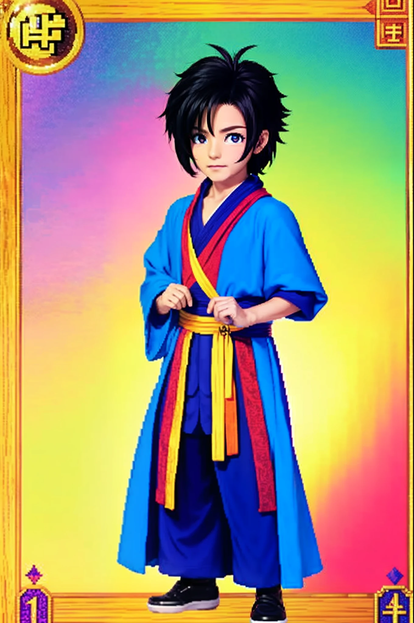 鸟山明风格,pixel game《dragon quest》,Game character design,(Female magician:1.4),Robe,16-bit pixels