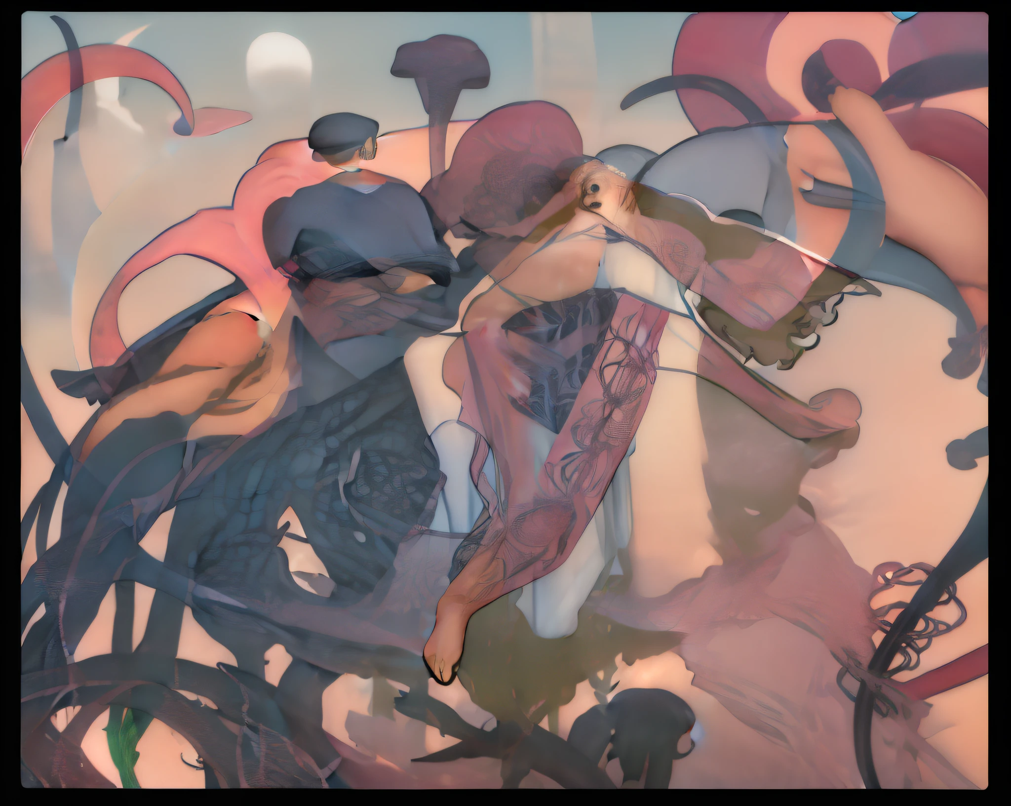 Two little girls，A braid，A short hair with a hat，One on his stomach and one standing, james jean soft light 4 k, james jean soft light 4k, james jean and peter mohrbacher, james jean marc, James Jean", james jean andrei riabovitchev, james jean artwork, James Gilead and James Jane, james jean art, james jean style