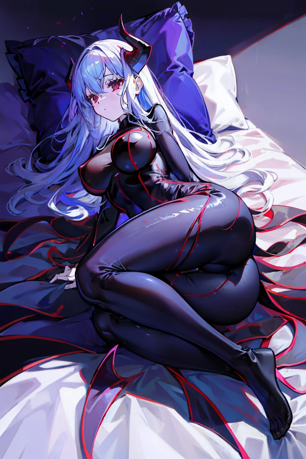 Succubus　full body suits　seductiv　lie down　Rear view