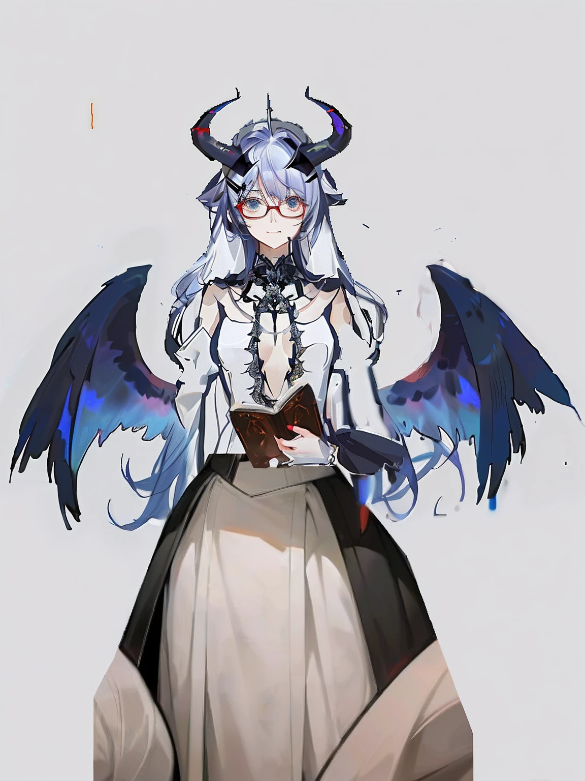 ((best quality)), ((highly detailed)), masterpiece, detailed face, beautiful face, (detailed eyes, deep eyes), (1girl), cowboy shot, (glasses), ((fallen angel)), (purple halo), (feathered wings), symmetrical wings, (tail), (horns), (freckles), <lora:slit-pupils:1>, snake eyes, hourglass figure, medium breasts, <lora:tattoo_lora01:.5>, intricate (tattoos:1.33), (glowing tattoos), arm_tattoo:1.3, (seductive smile, seductive pose, seductive expression, grin), revealing clothes, (in a field of flowers), <lora:WaeroArtist:1.2>, waerostyle
